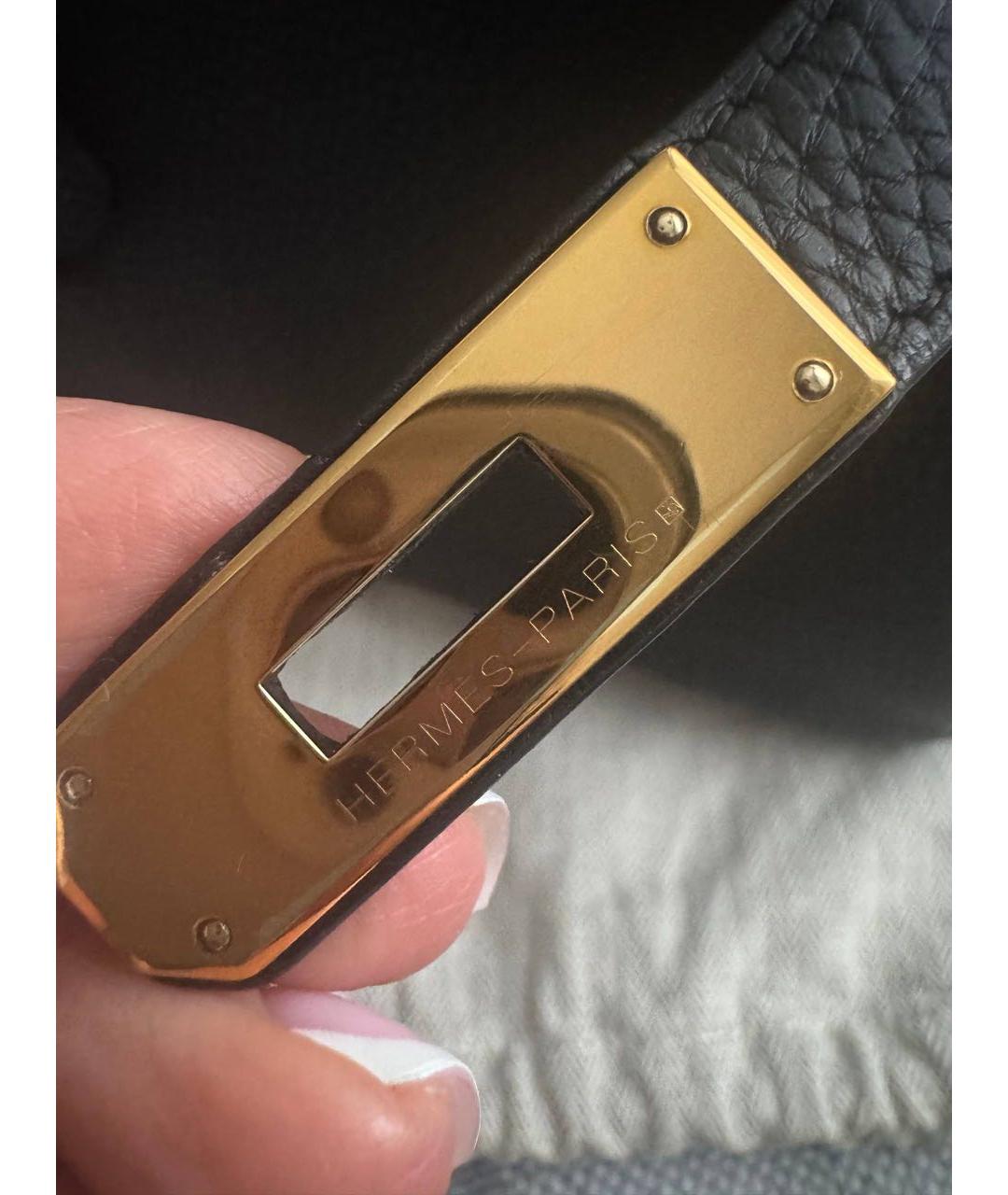 HERMES Черная кожаная сумка с короткими ручками, фото 8