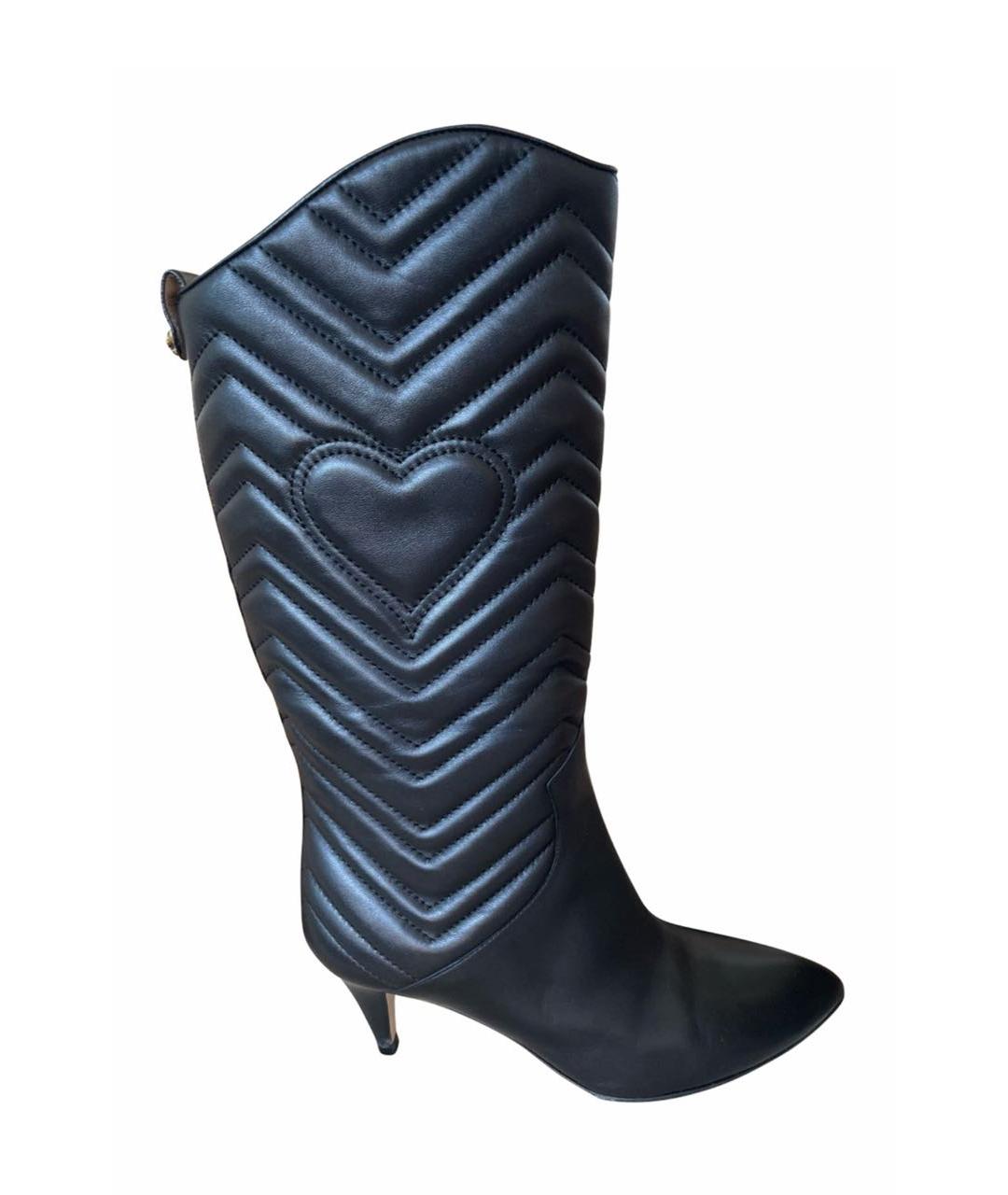 GUCCI Черные кожаные сапоги, фото 1