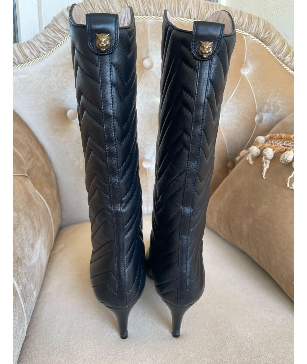 GUCCI Черные кожаные сапоги, фото 3