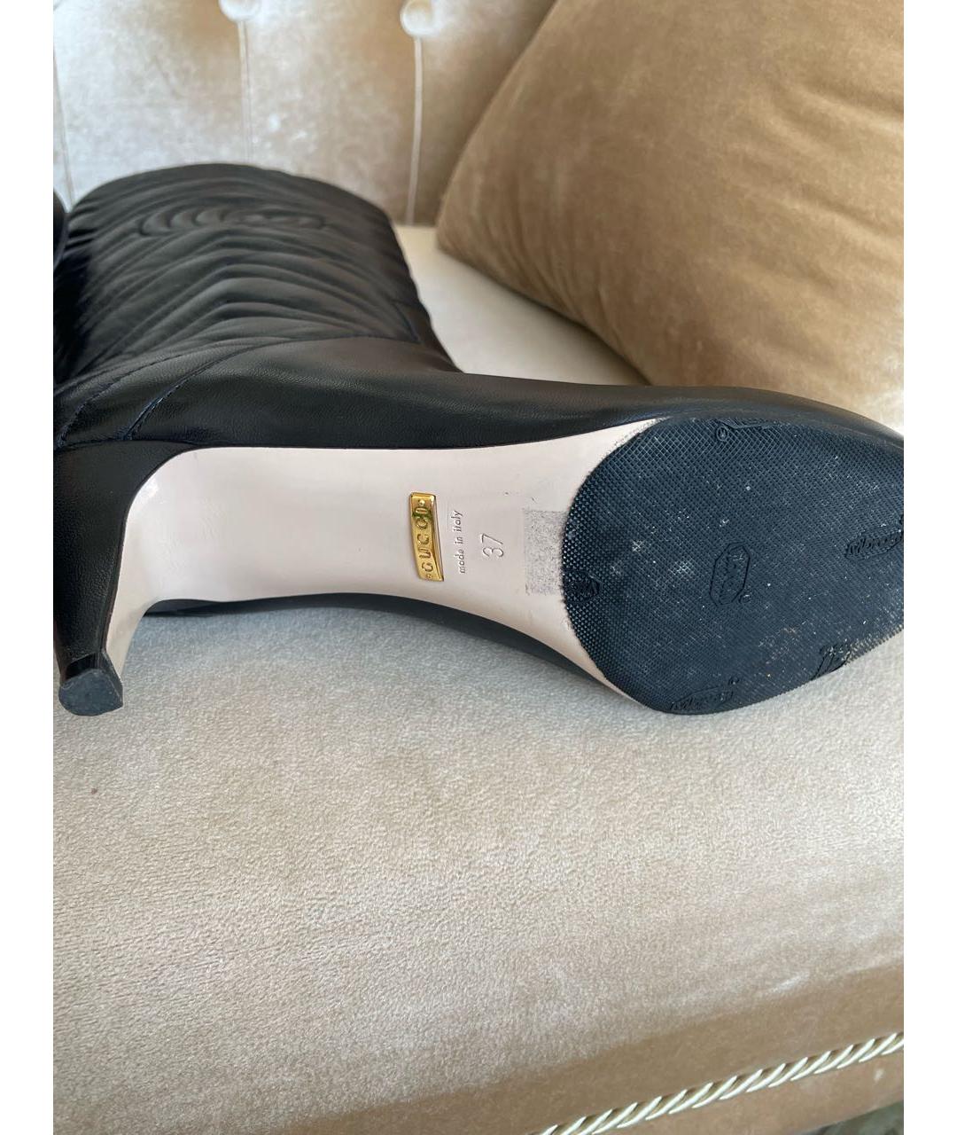 GUCCI Черные кожаные сапоги, фото 4