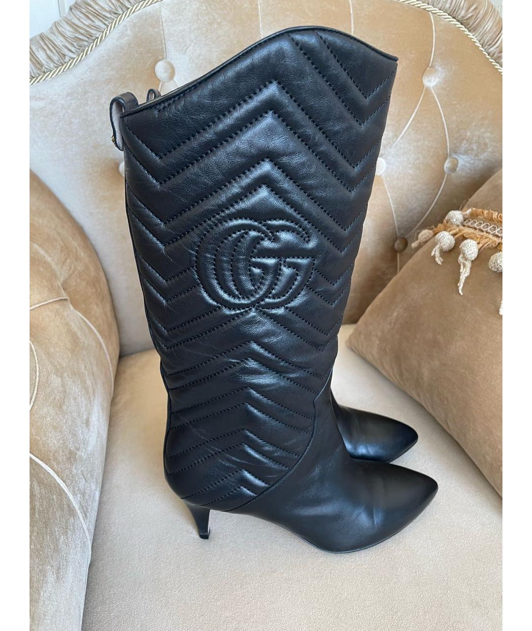 GUCCI Черные кожаные сапоги, фото 6