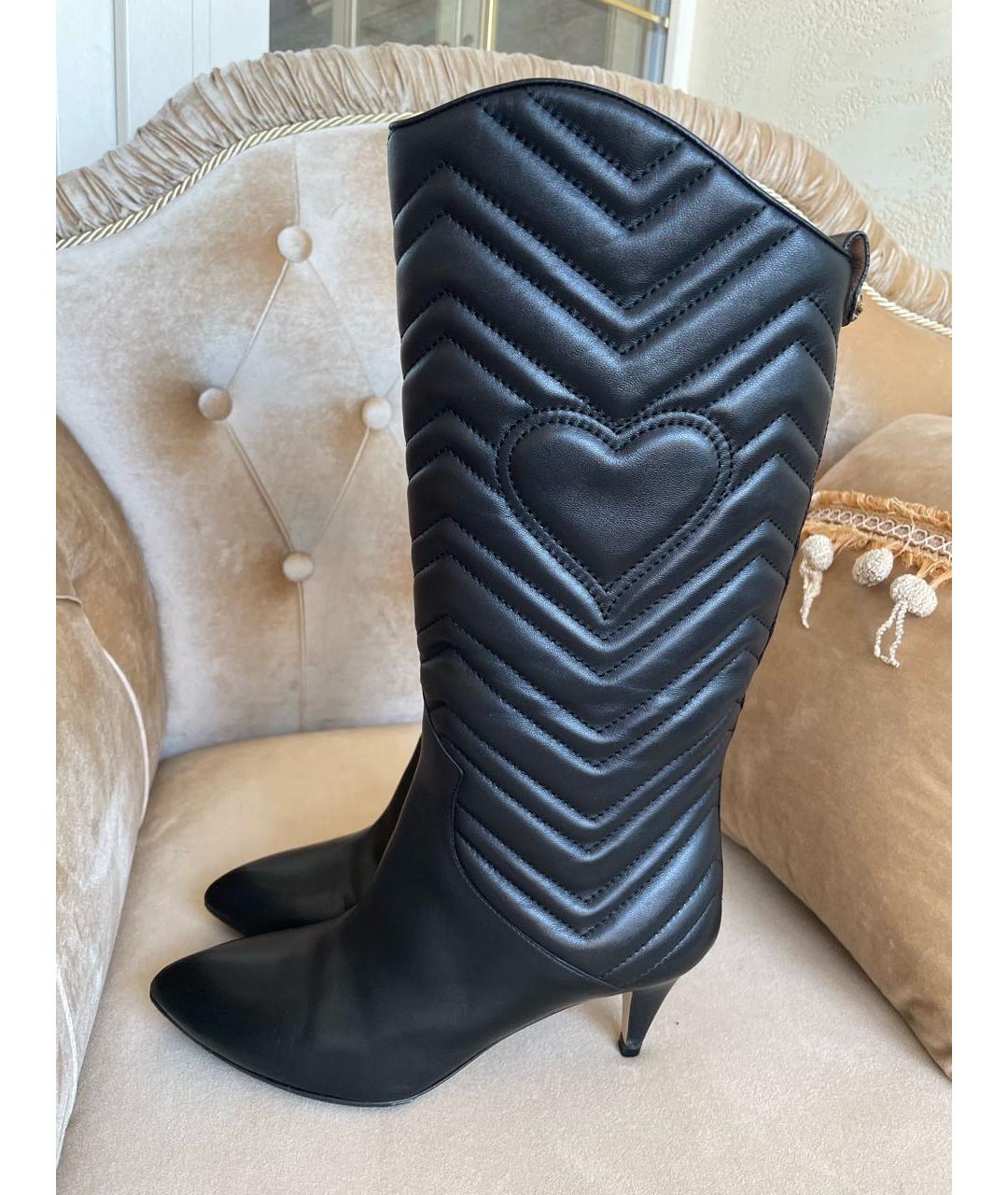 GUCCI Черные кожаные сапоги, фото 7