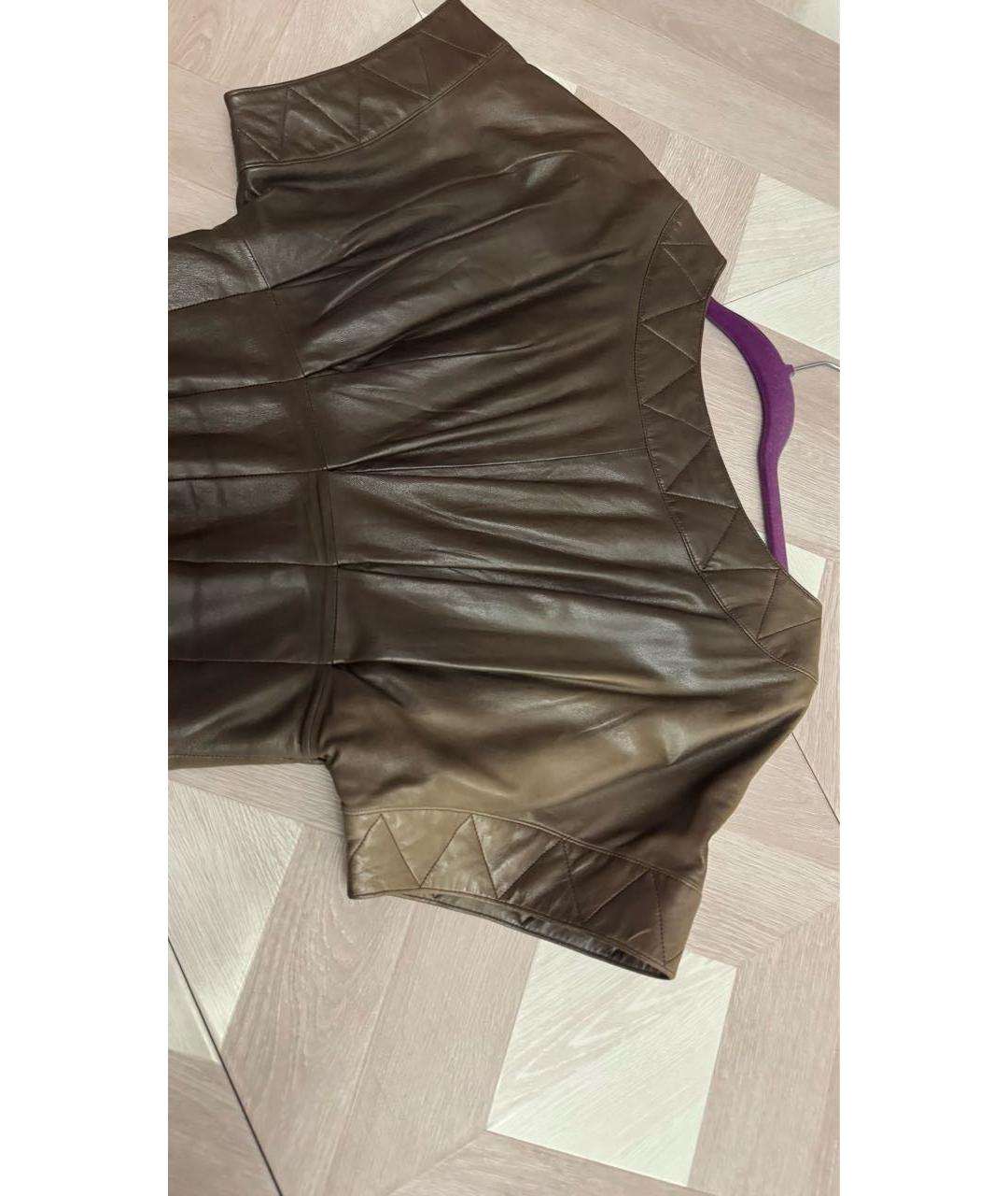 IRFE Коричневое кожаное повседневное платье, фото 3