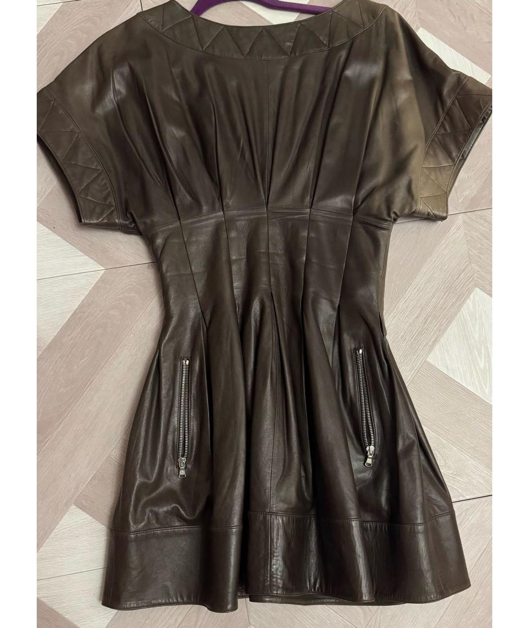 IRFE Коричневое кожаное повседневное платье, фото 5