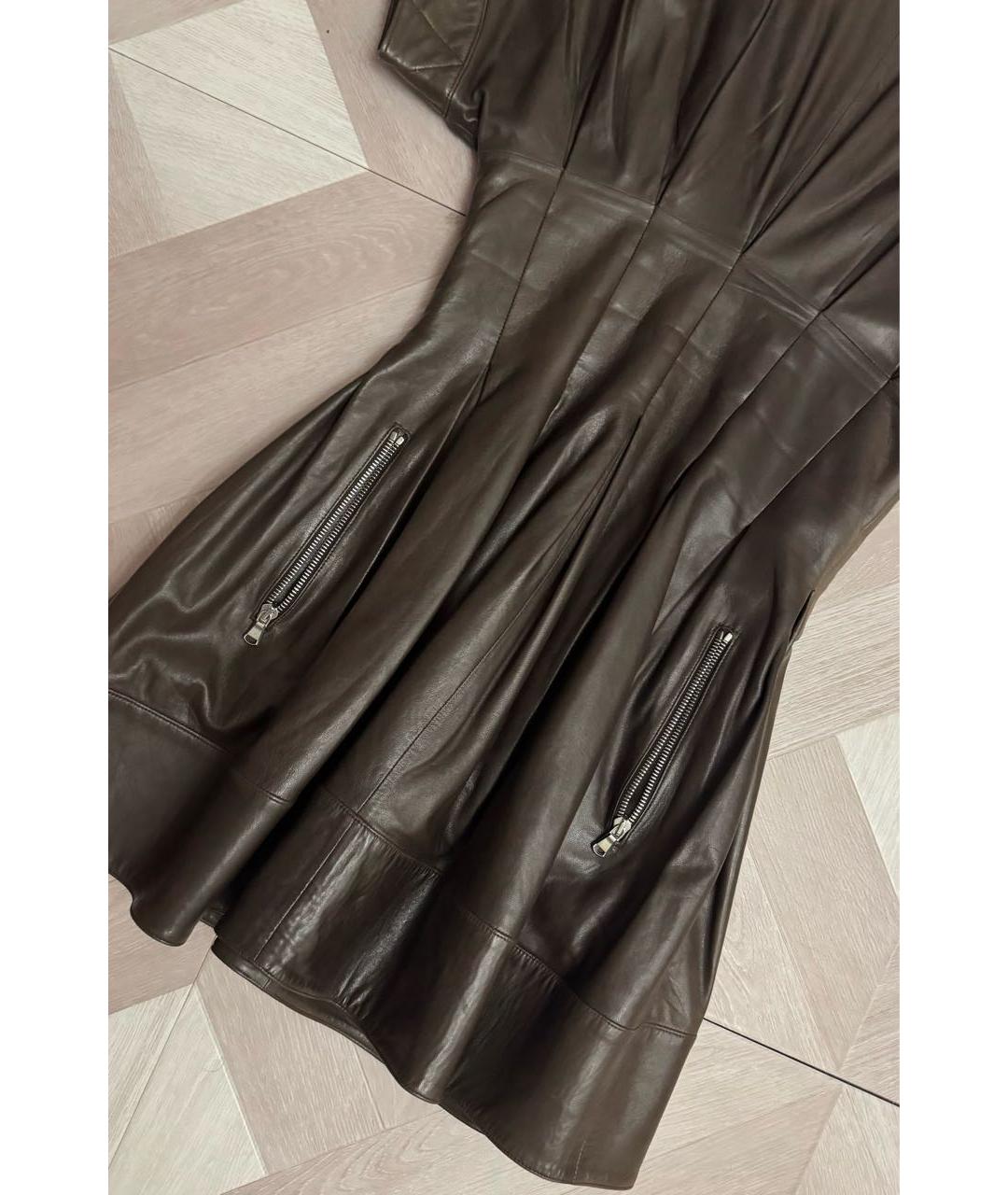 IRFE Коричневое кожаное повседневное платье, фото 4