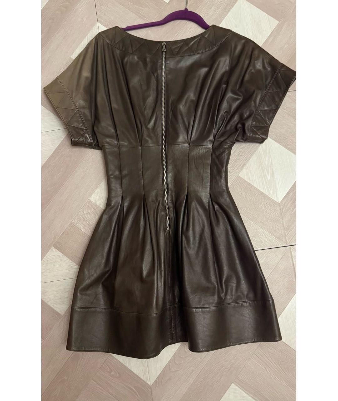 IRFE Коричневое кожаное повседневное платье, фото 2