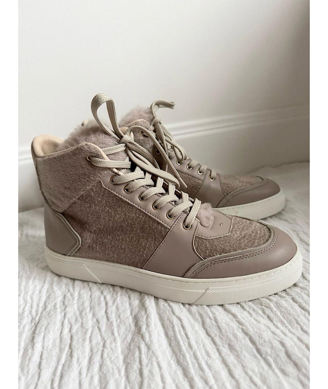 MAX MARA Бежевые кожаные кеды, фото 7