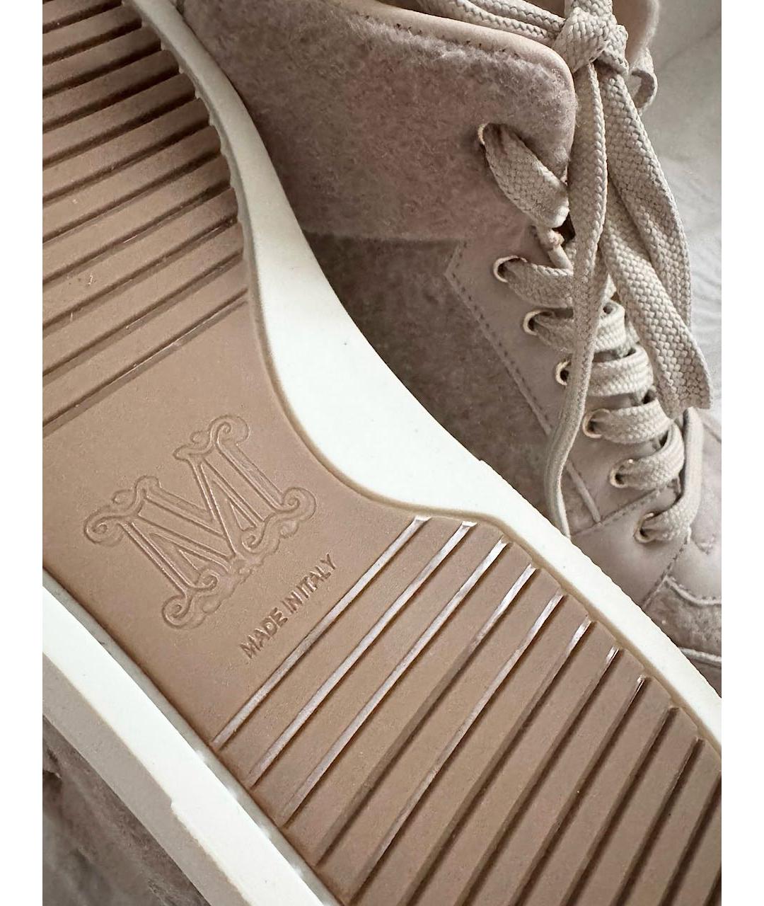 MAX MARA Бежевые кожаные кеды, фото 6