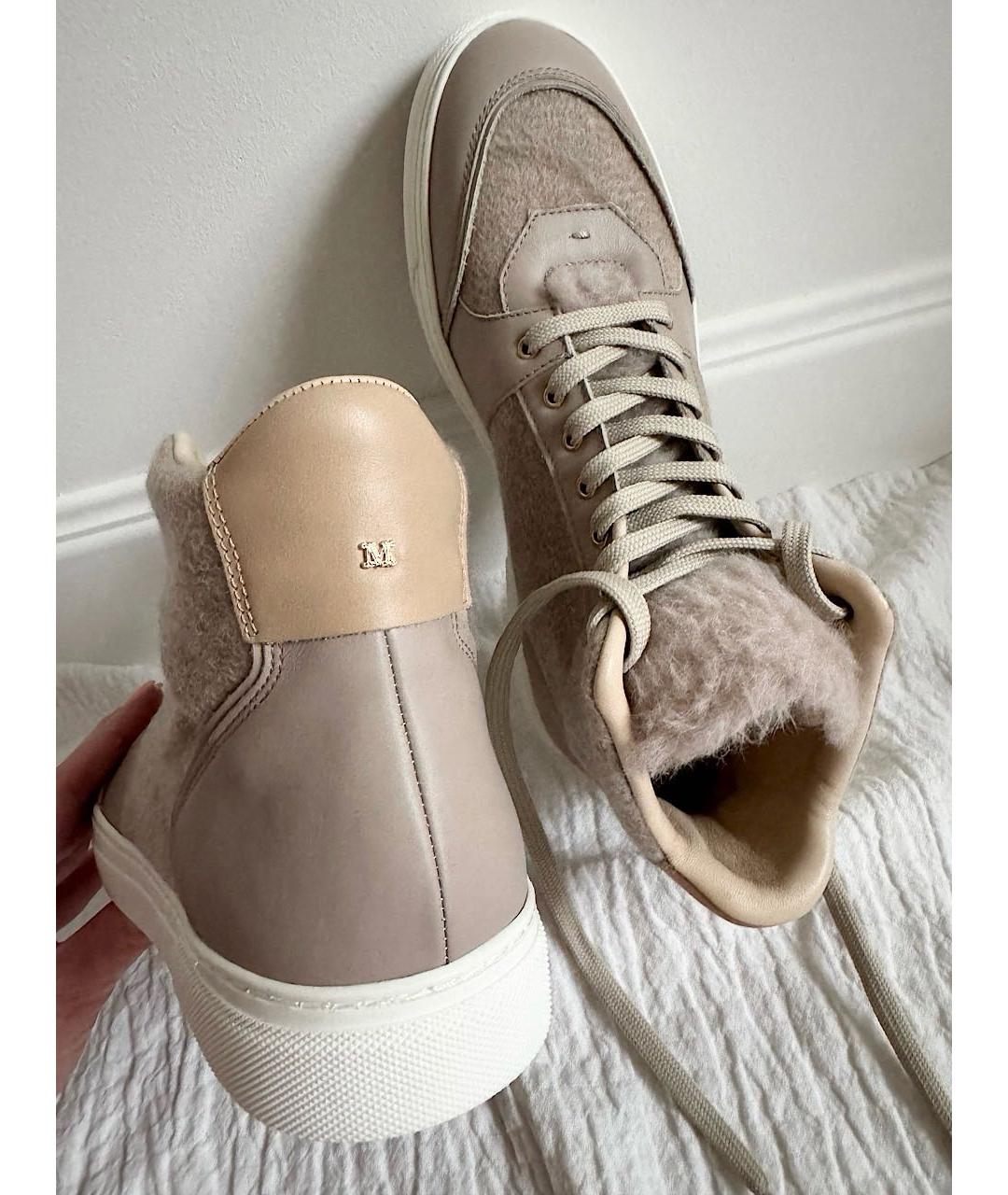 MAX MARA Бежевые кожаные кеды, фото 4