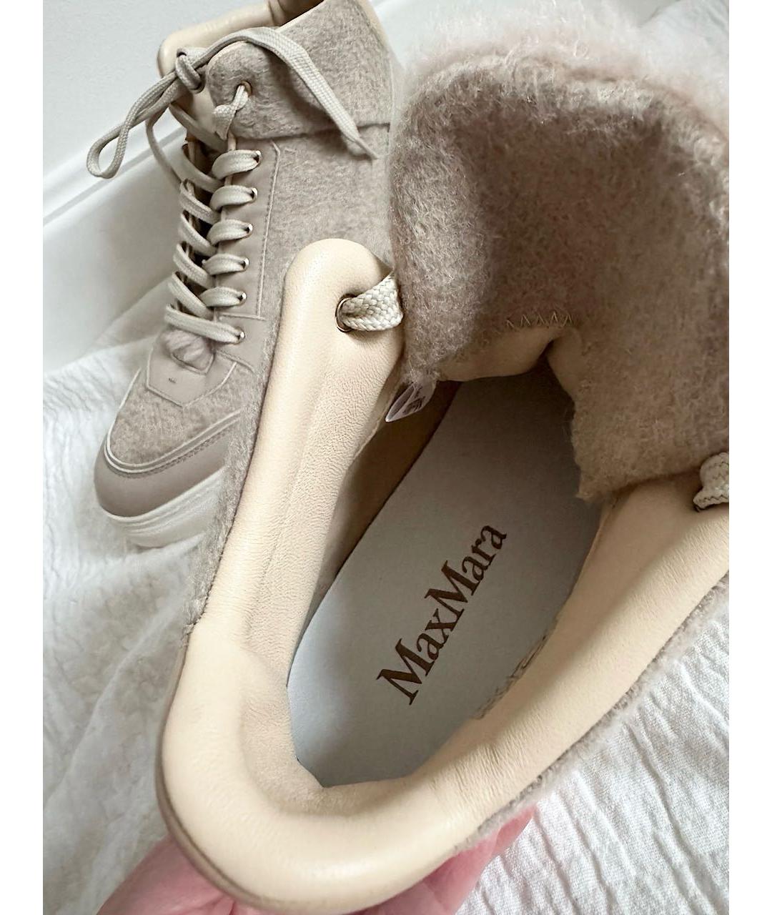 MAX MARA Бежевые кожаные кеды, фото 5