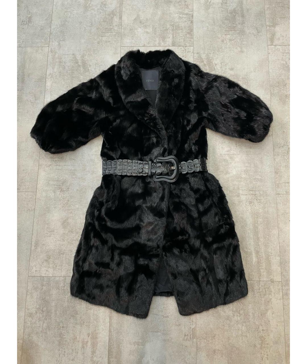 FENDI Черная меховая шуба, фото 2