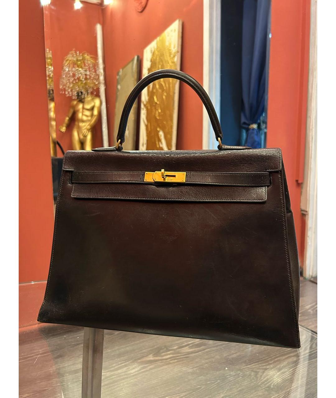 HERMES Черная кожаная сумка с короткими ручками, фото 9