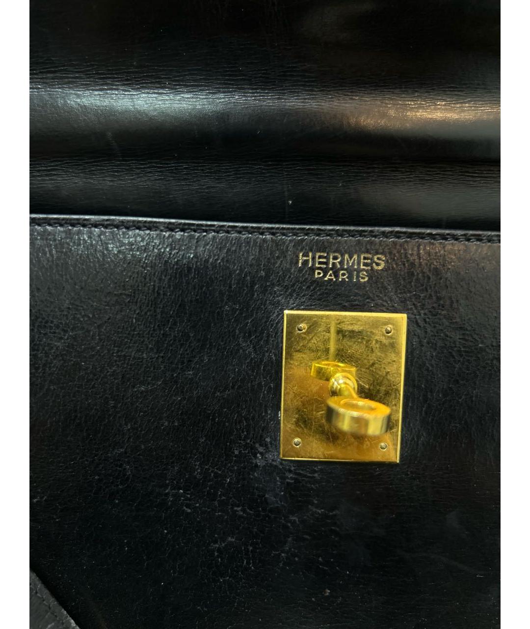 HERMES Черная кожаная сумка с короткими ручками, фото 6