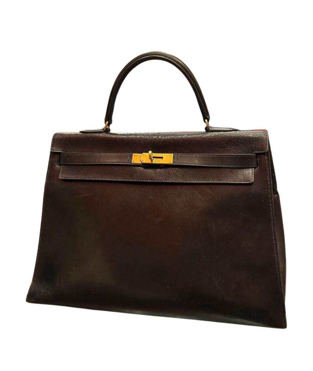 HERMES Черная кожаная сумка с короткими ручками, фото 1