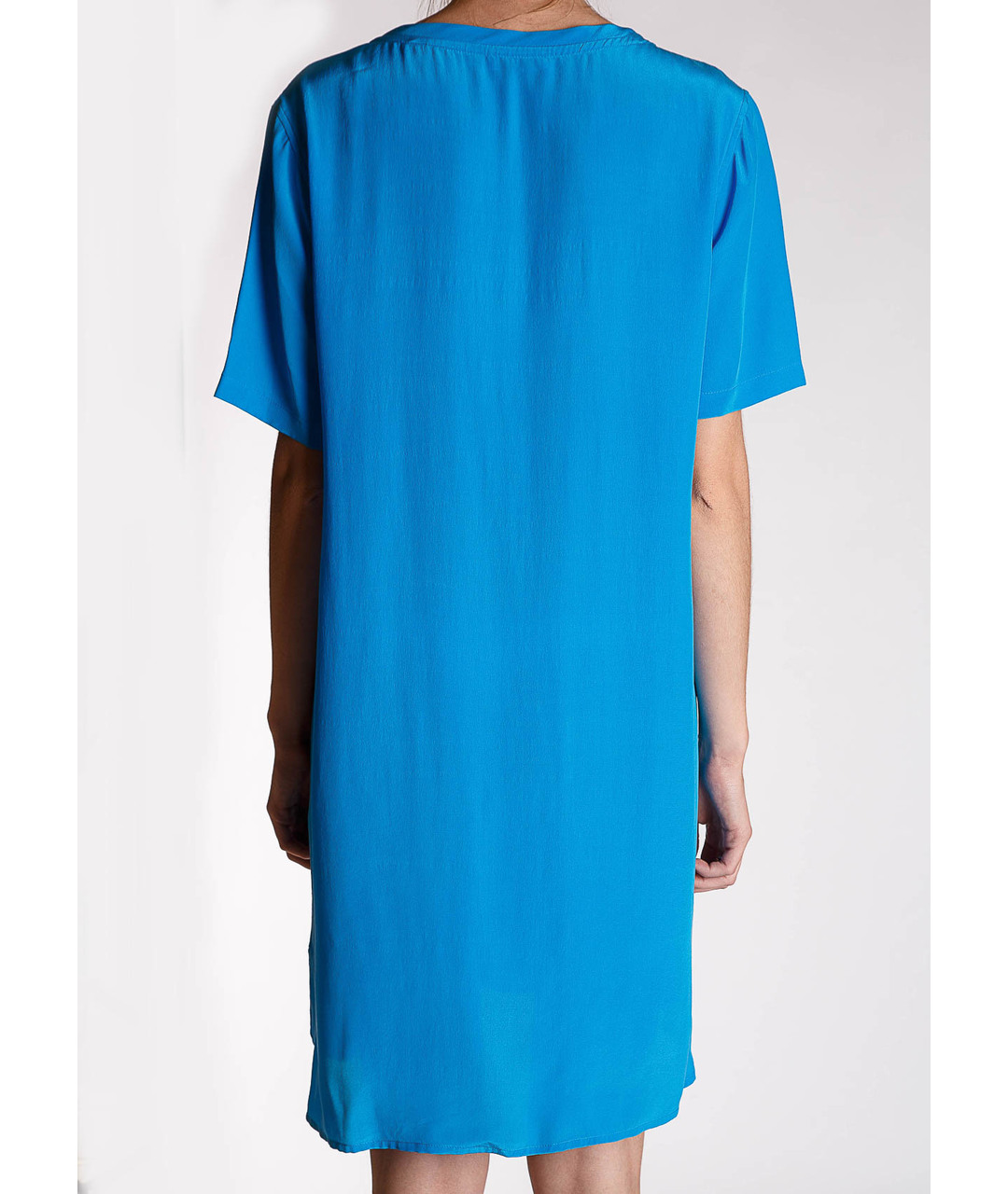 EQUIPMENT Голубое шелковое повседневное платье, фото 2