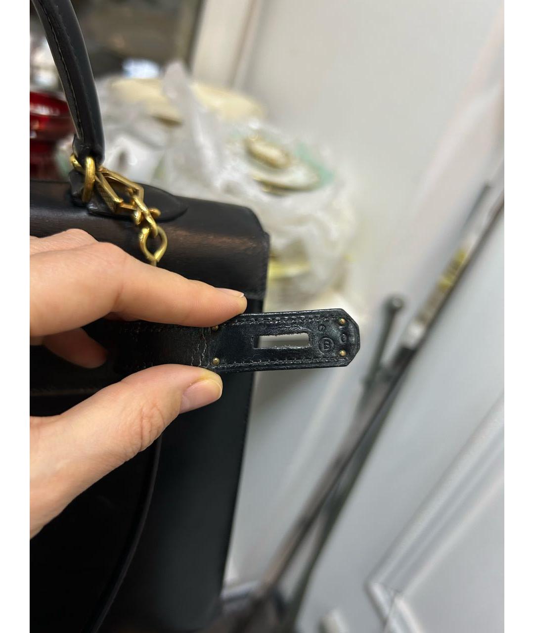 HERMES Черная кожаная сумка с короткими ручками, фото 7