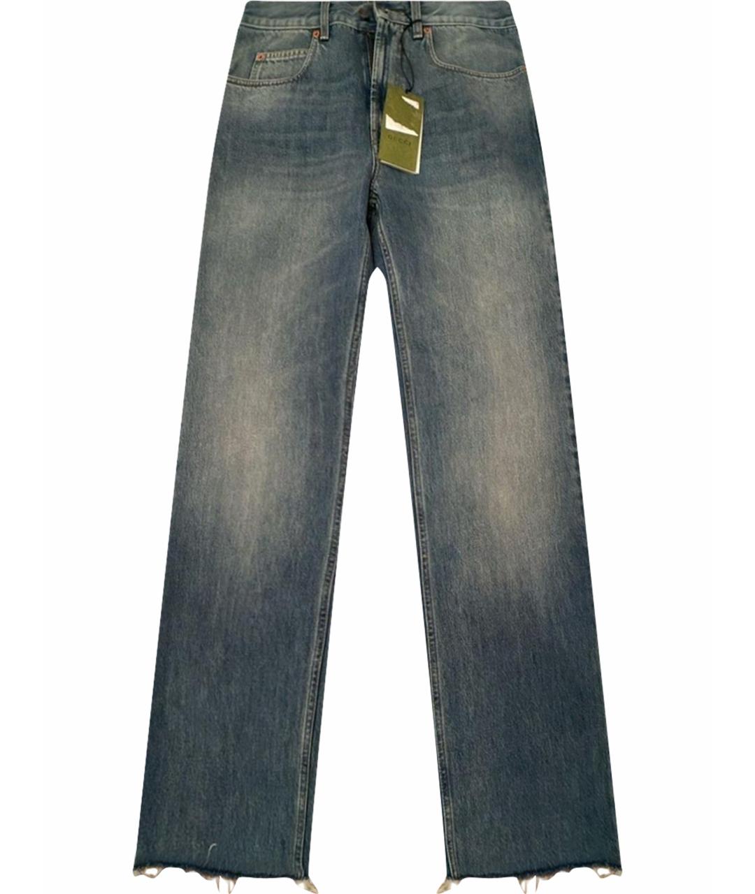 GUCCI Синие хлопковые прямые джинсы, фото 1