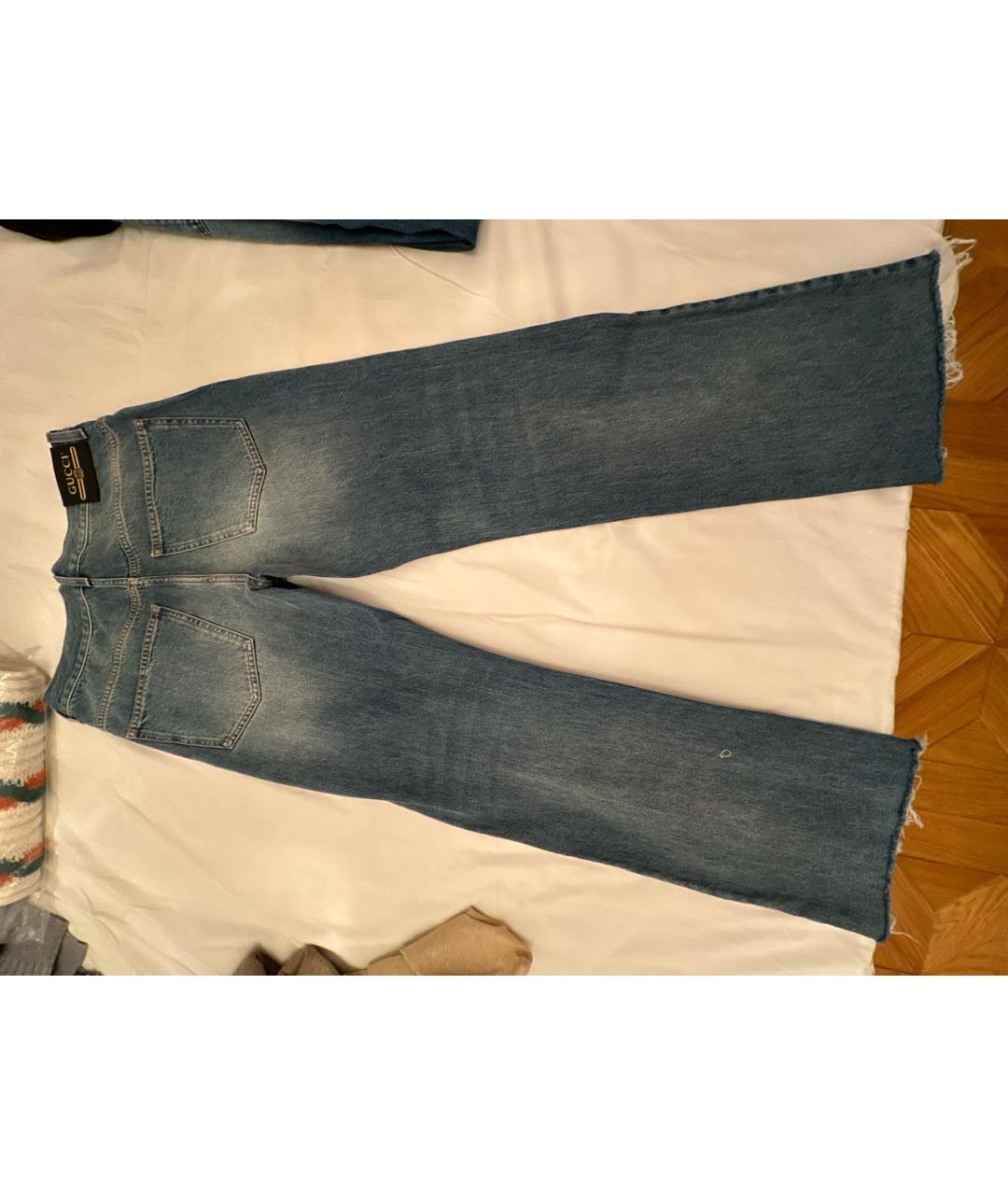 GUCCI Синие хлопковые прямые джинсы, фото 2