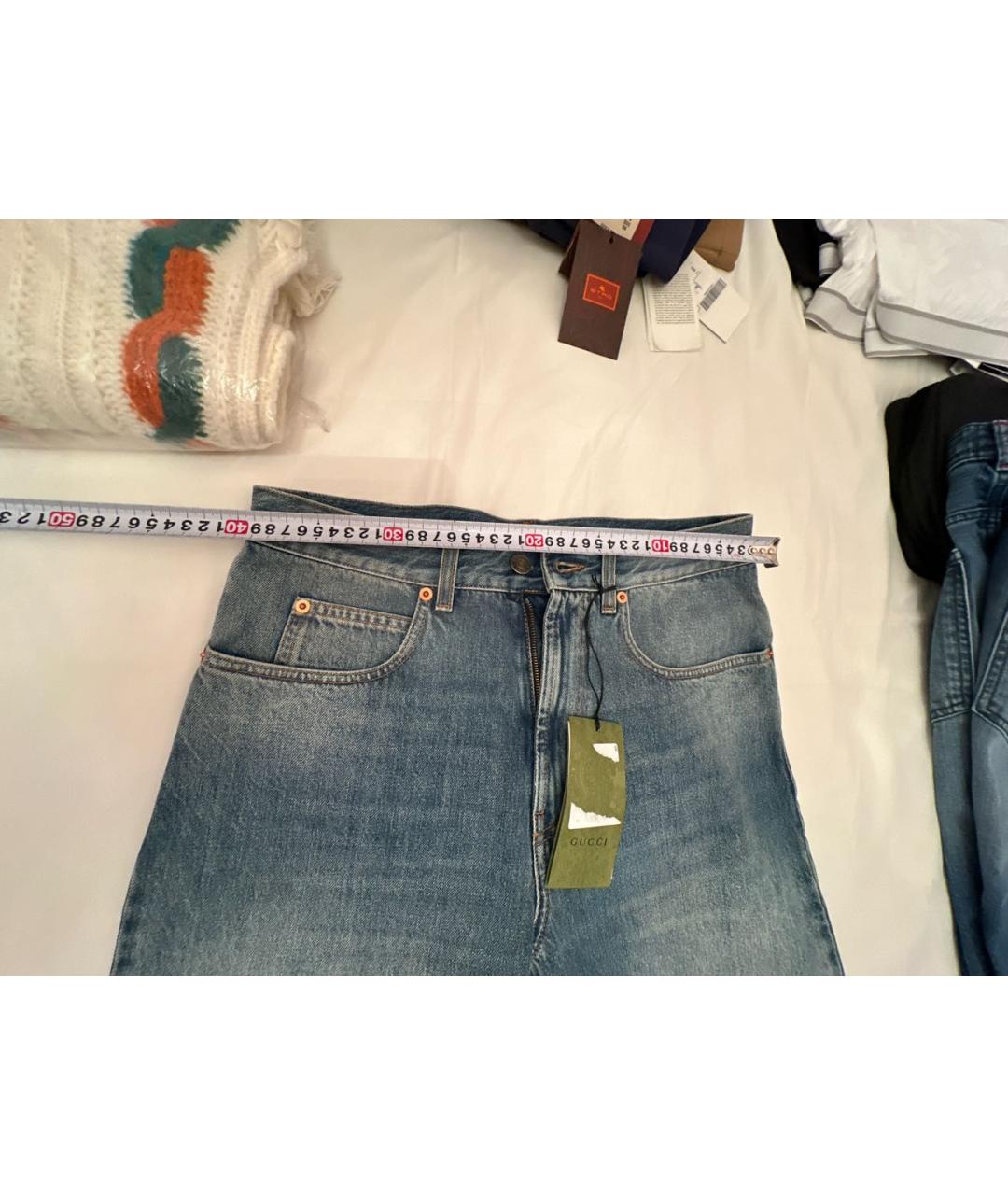 GUCCI Синие хлопковые прямые джинсы, фото 6