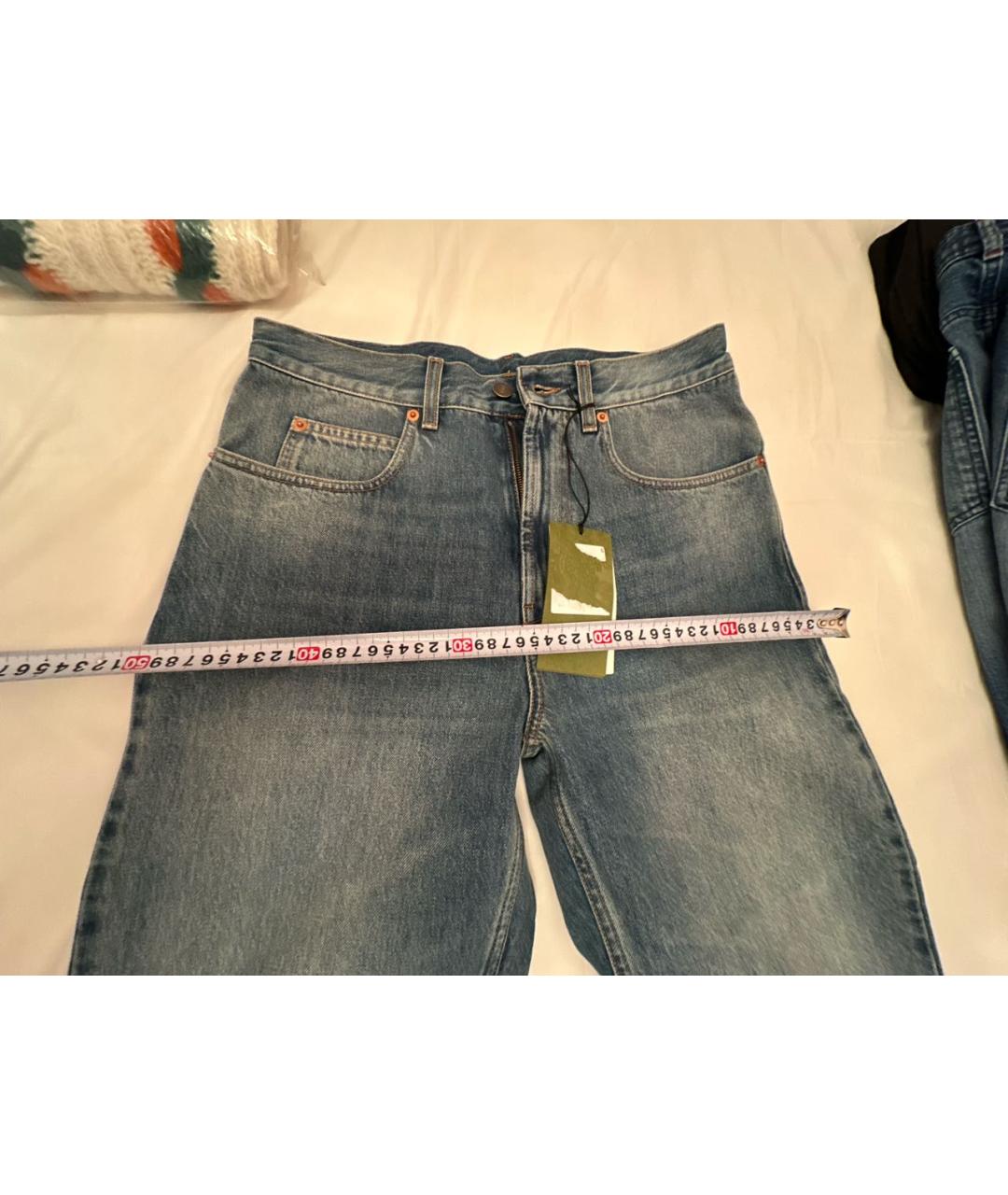 GUCCI Синие хлопковые прямые джинсы, фото 5