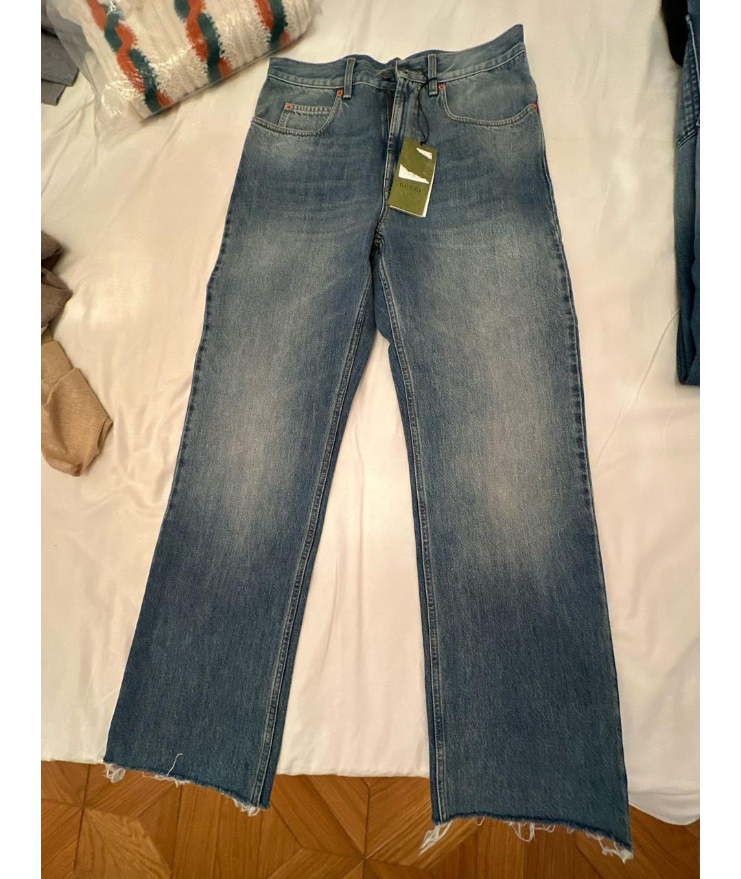 GUCCI Синие хлопковые прямые джинсы, фото 9