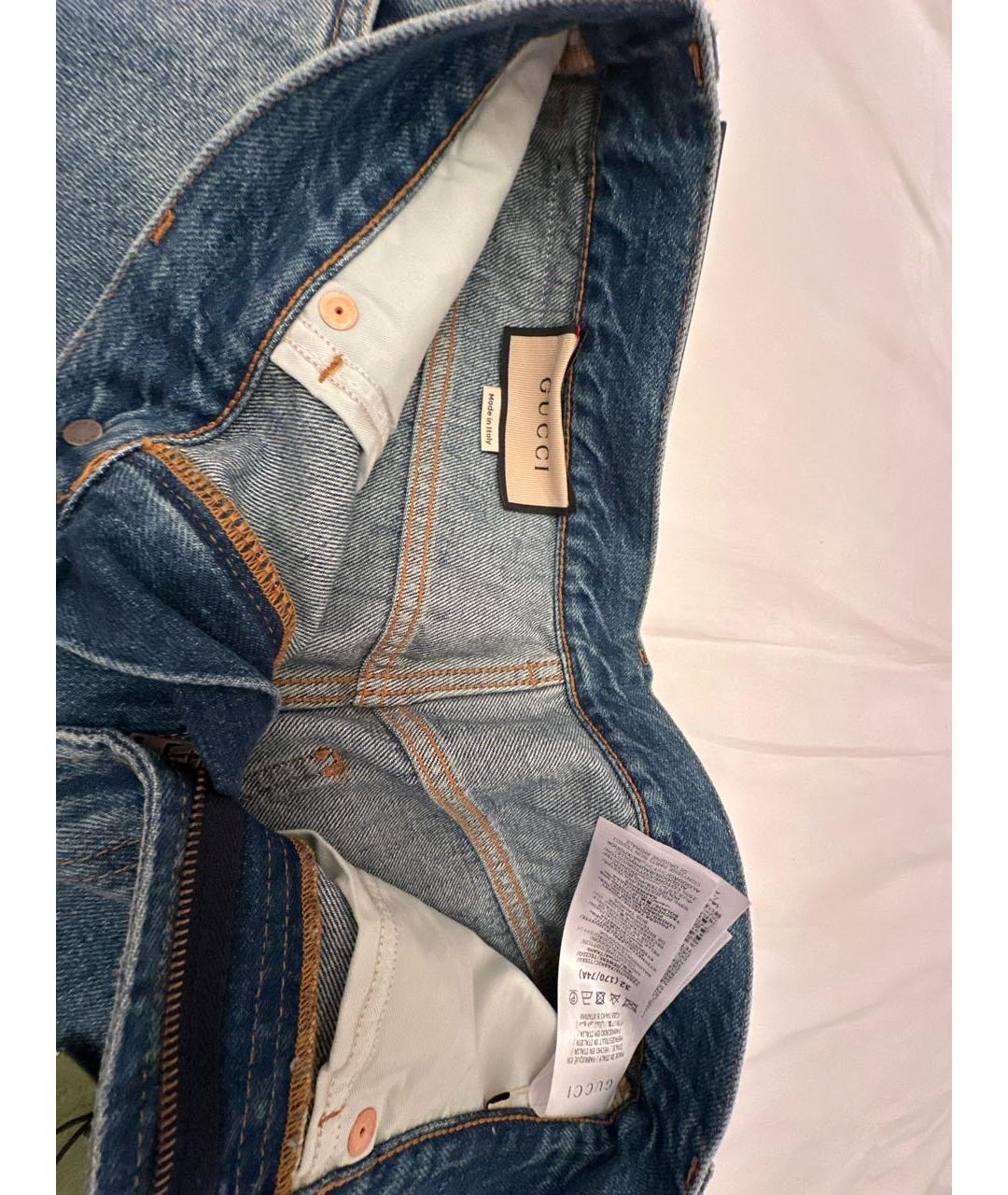 GUCCI Синие хлопковые прямые джинсы, фото 3