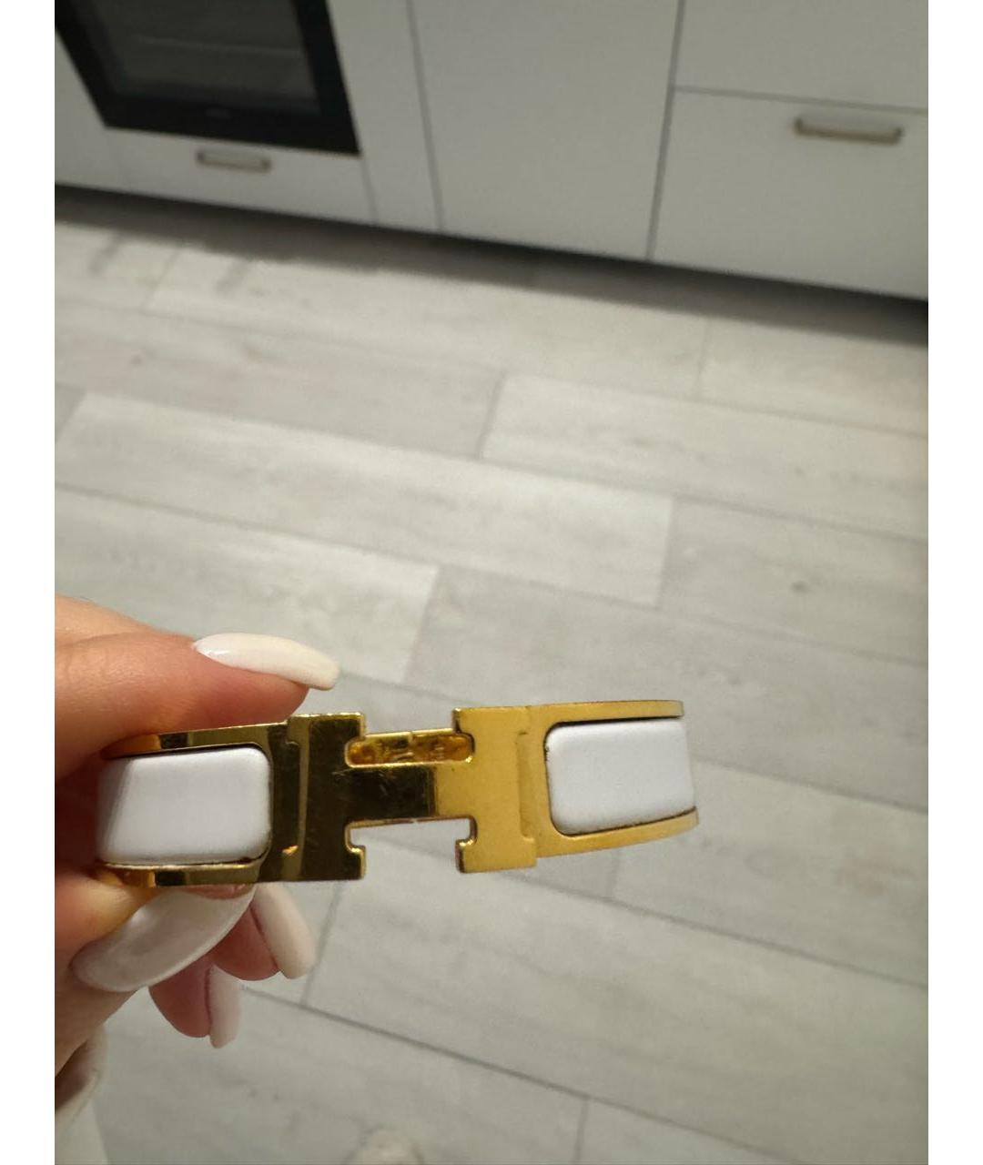 HERMES Белый металлический браслет, фото 5