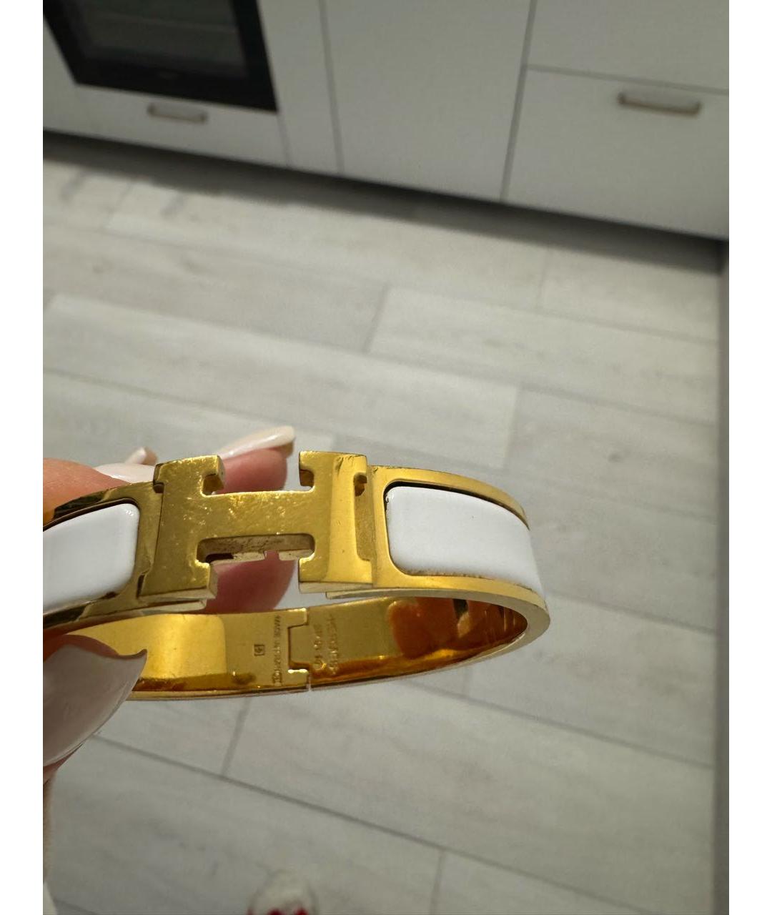 HERMES Белый металлический браслет, фото 3