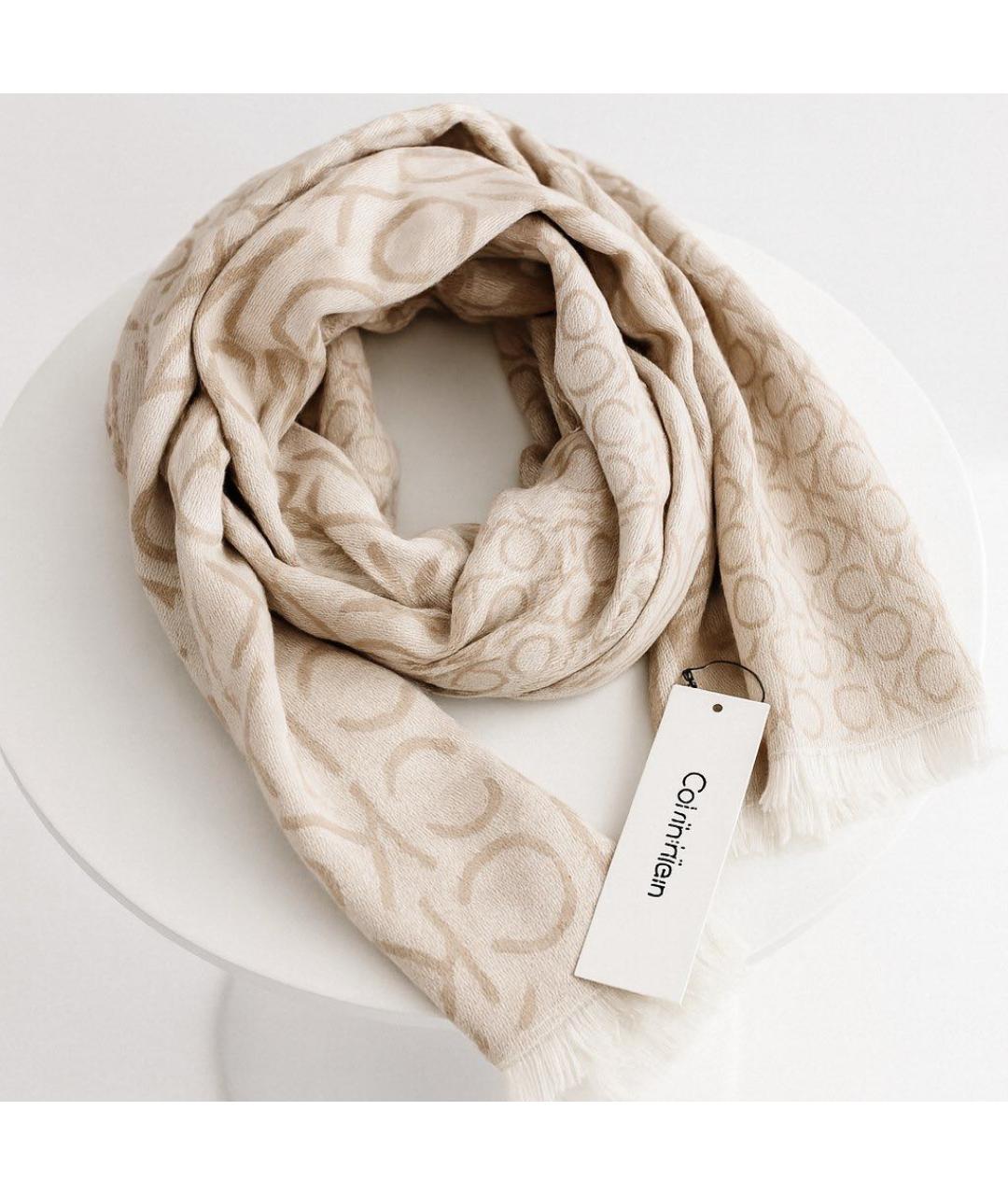 CALVIN KLEIN Бежевый шарф, фото 9