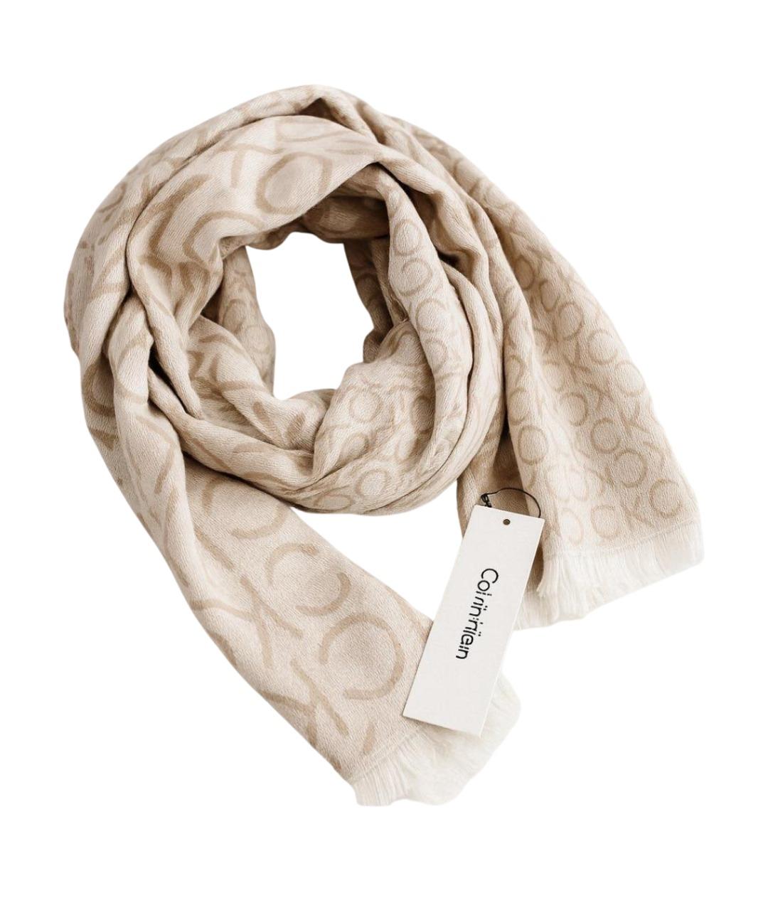 CALVIN KLEIN Бежевый шарф, фото 1