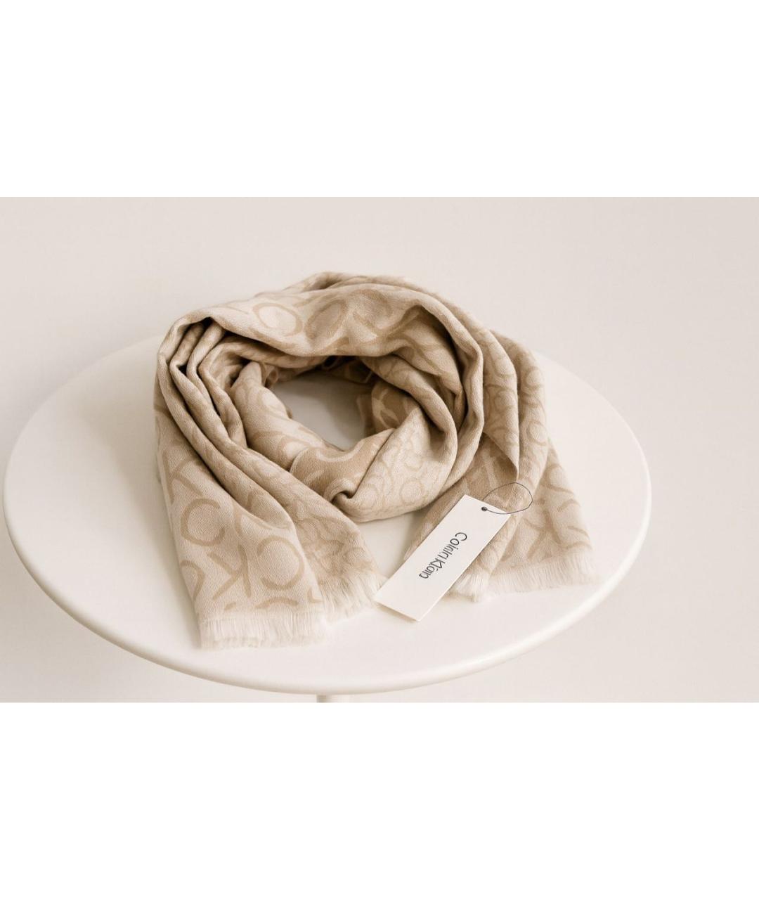 CALVIN KLEIN Бежевый шарф, фото 2