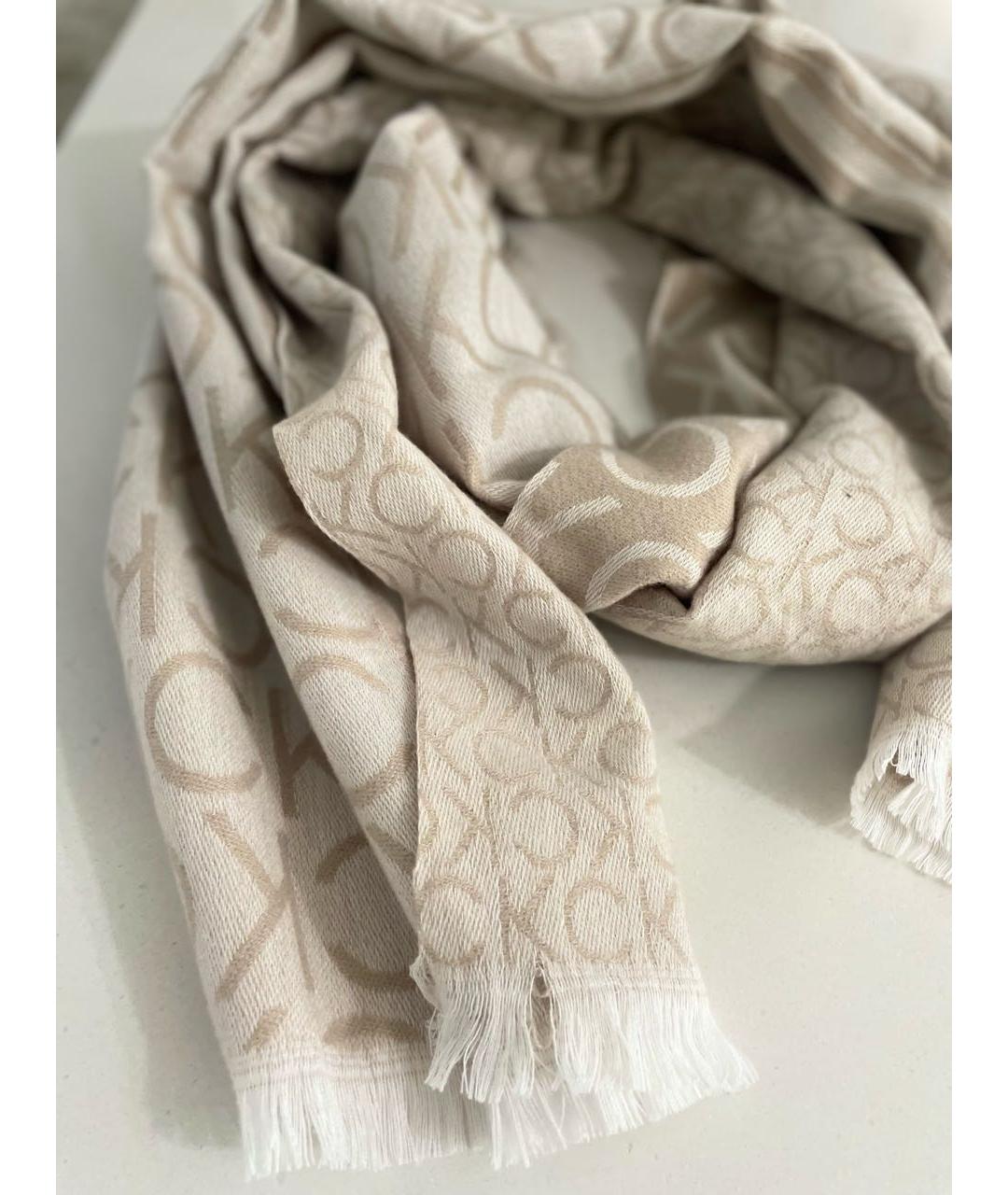 CALVIN KLEIN Бежевый шарф, фото 4