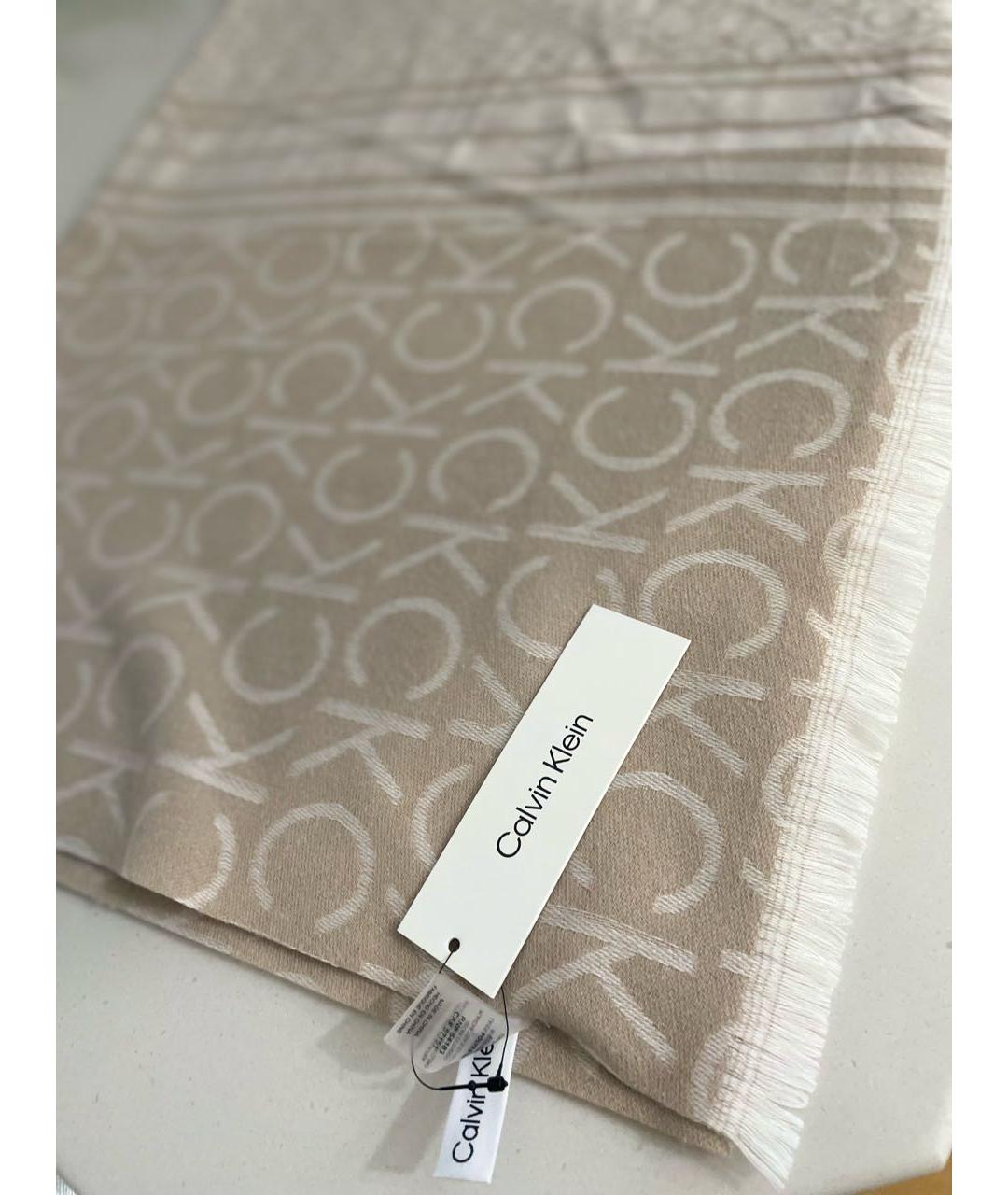 CALVIN KLEIN Бежевый шарф, фото 7