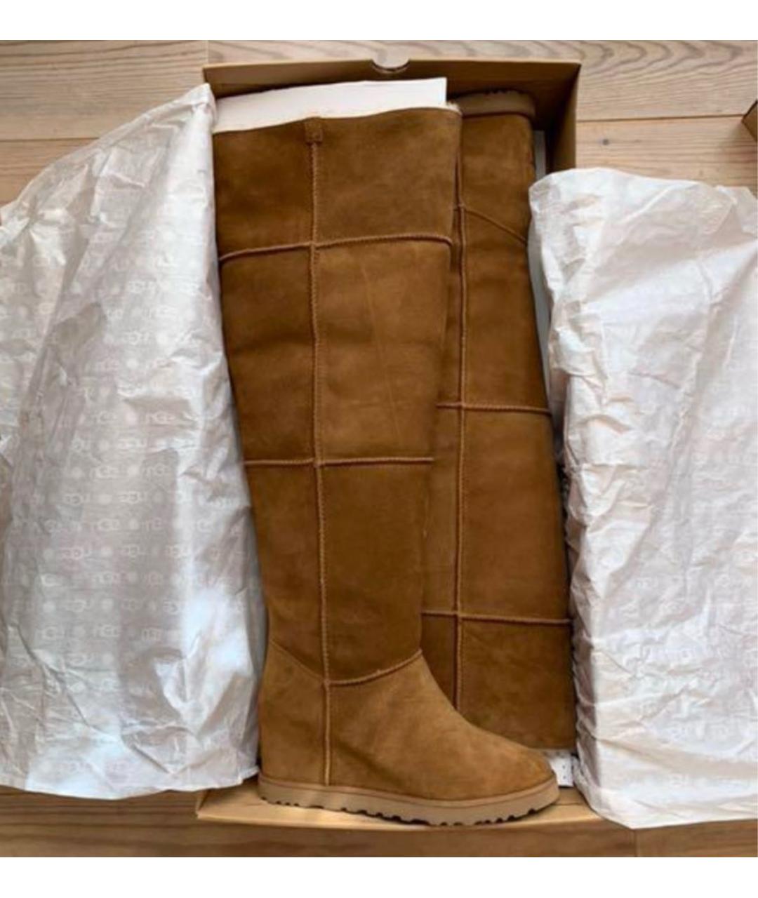 UGG AUSTRALIA Коричневые замшевые сапоги, фото 7