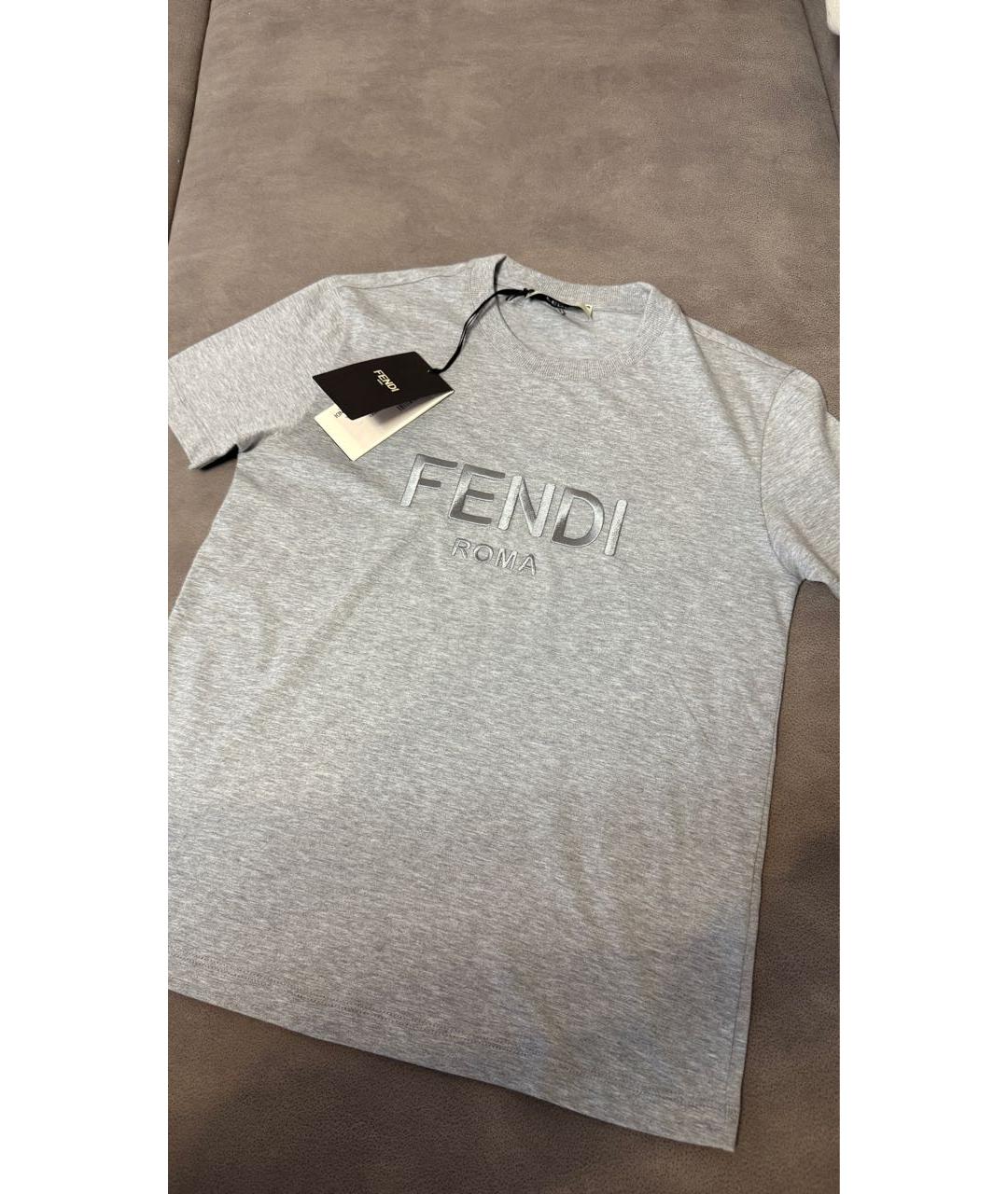 FENDI Серая хлопковая футболка, фото 2