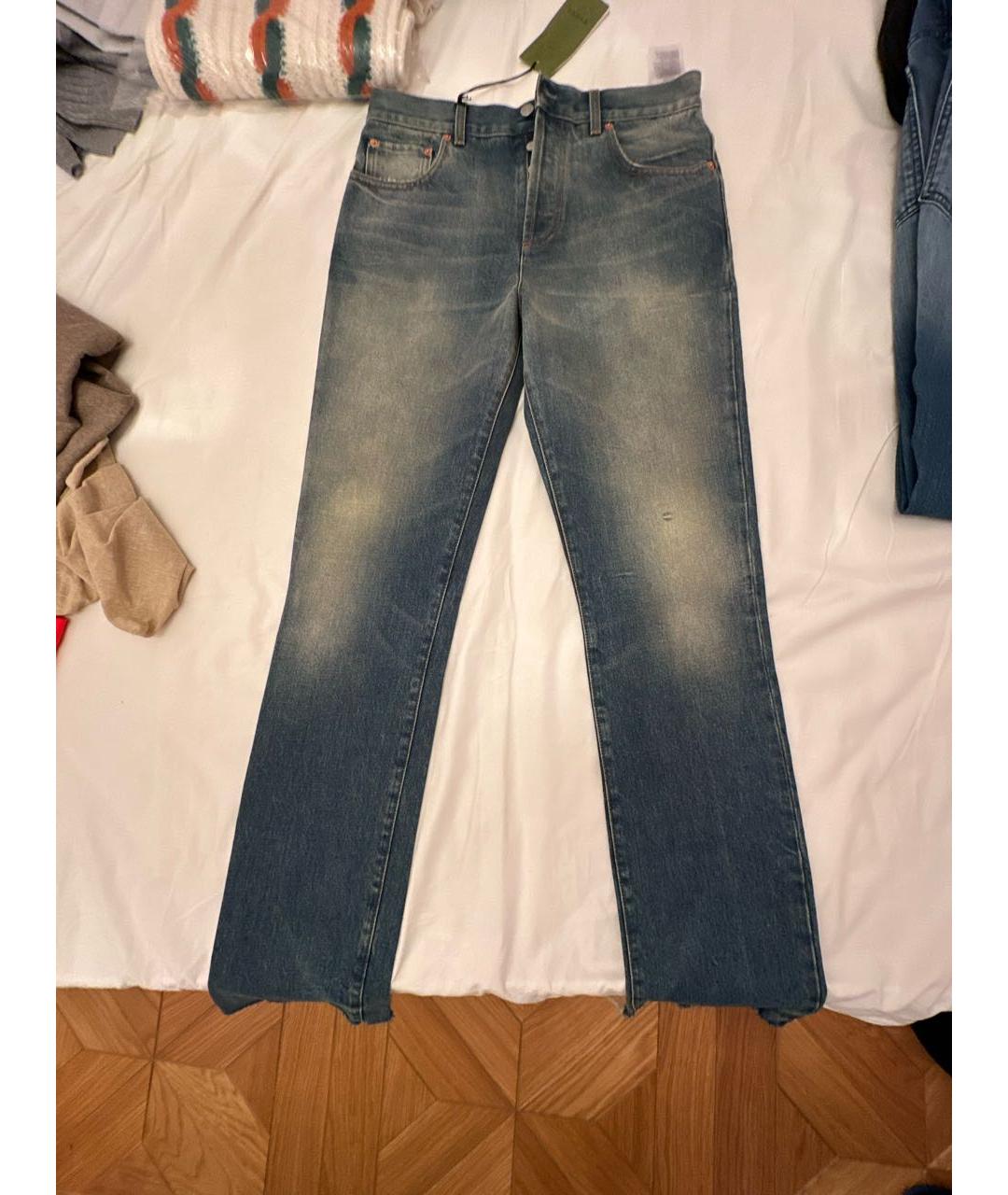 GUCCI Хлопковые прямые джинсы, фото 9