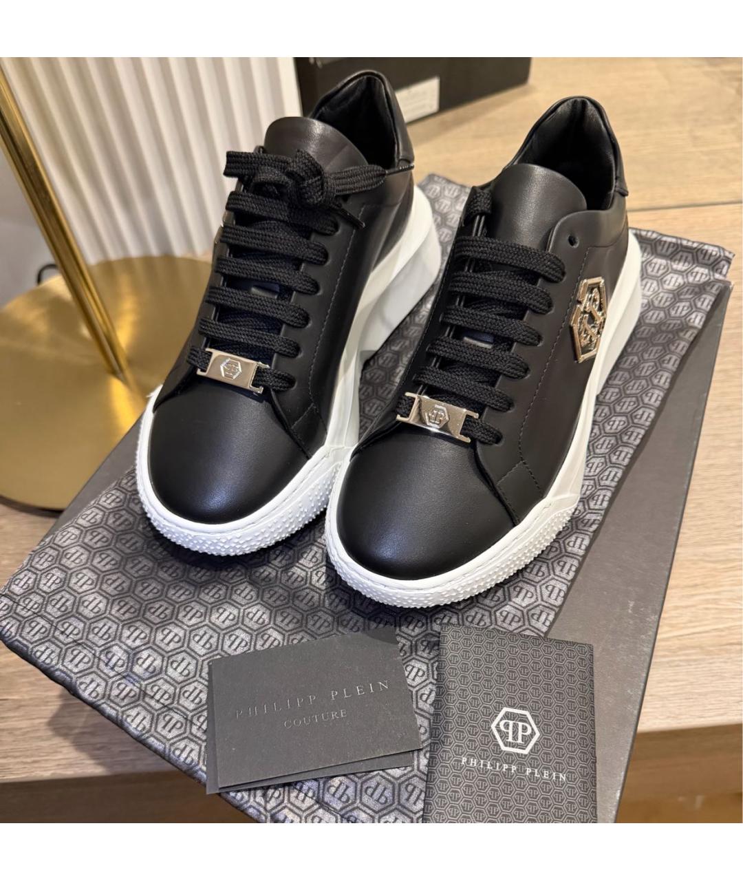 PHILIPP PLEIN Черные кожаные кеды, фото 3