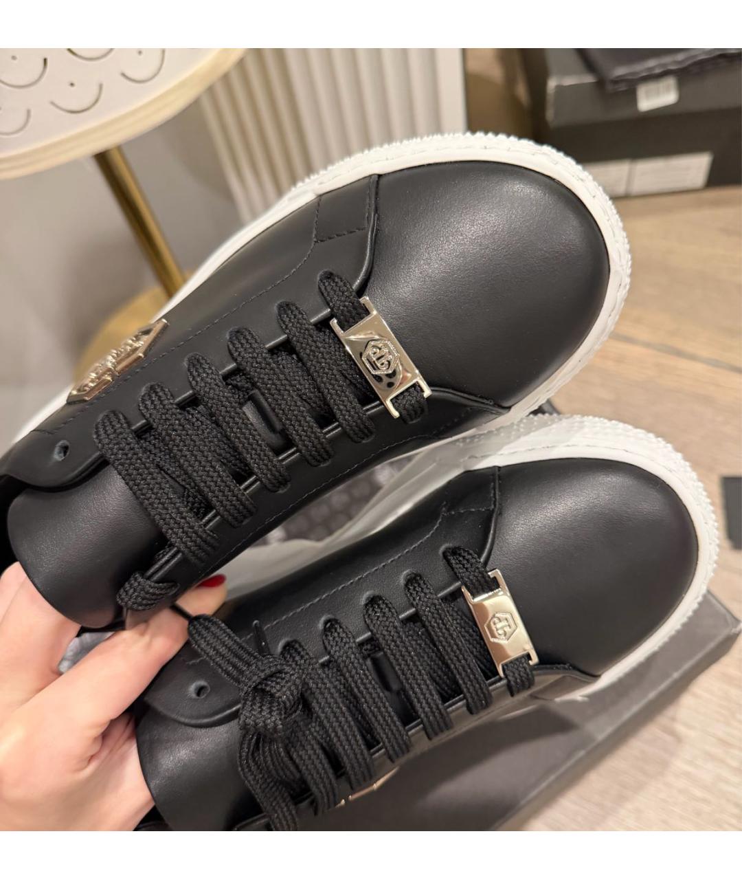 PHILIPP PLEIN Черные кожаные кеды, фото 6