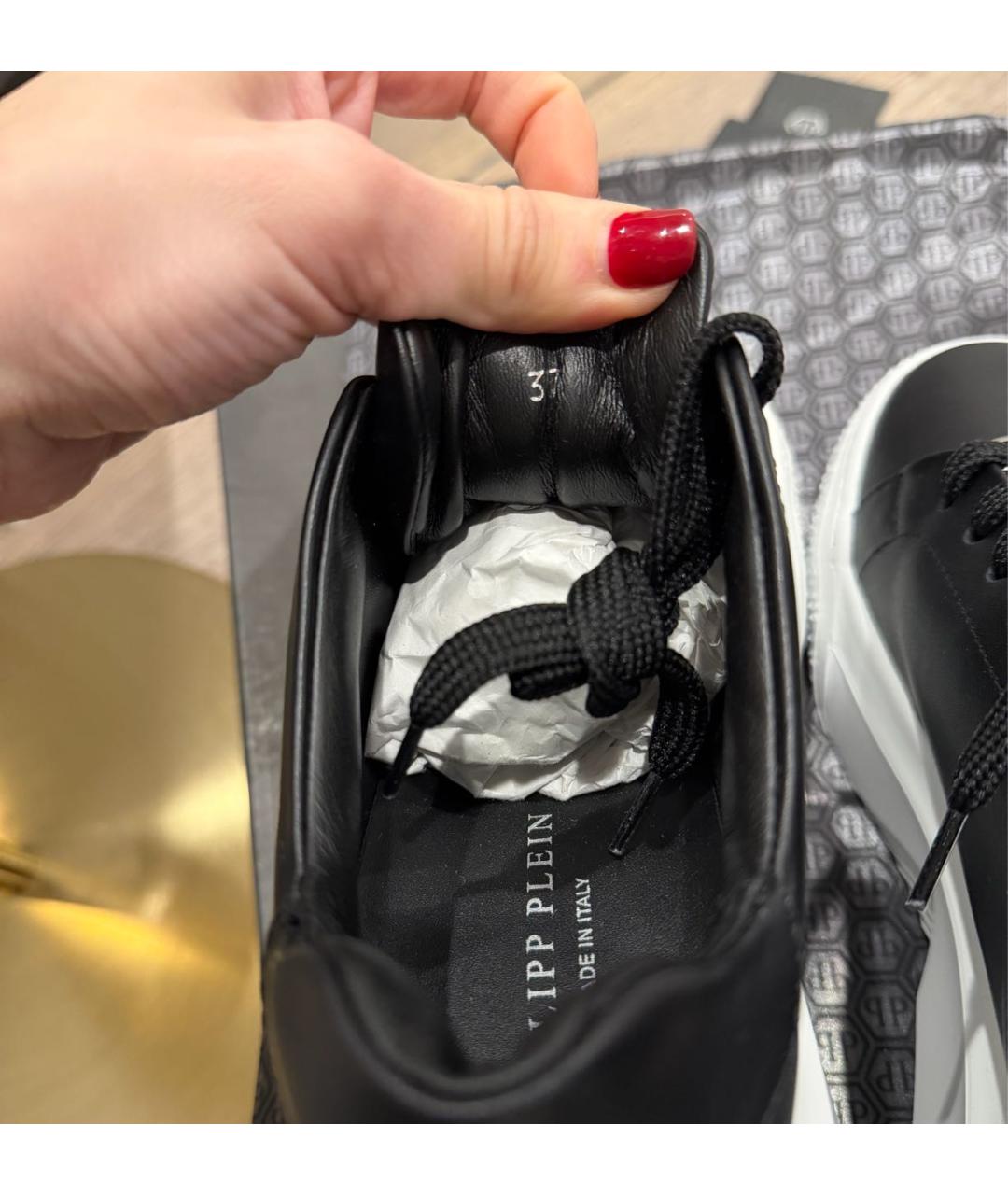 PHILIPP PLEIN Черные кожаные кеды, фото 8