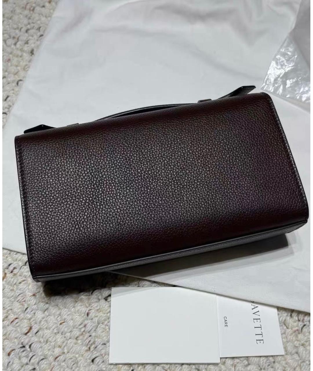 Savette Коричневая кожаная сумка с короткими ручками, фото 3