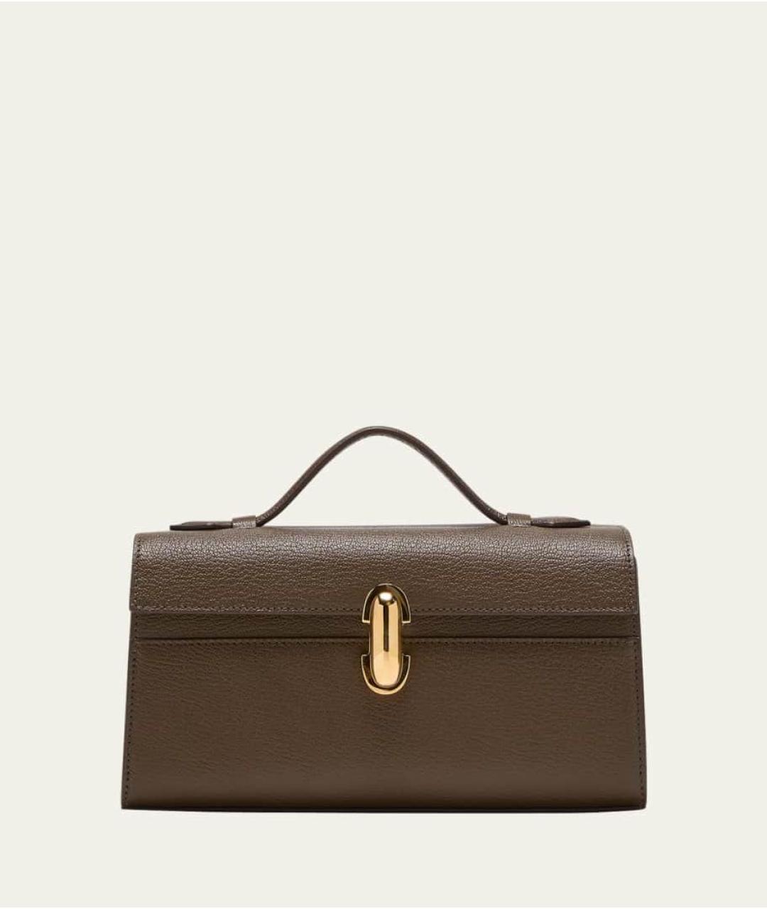 Savette Коричневая кожаная сумка с короткими ручками, фото 5