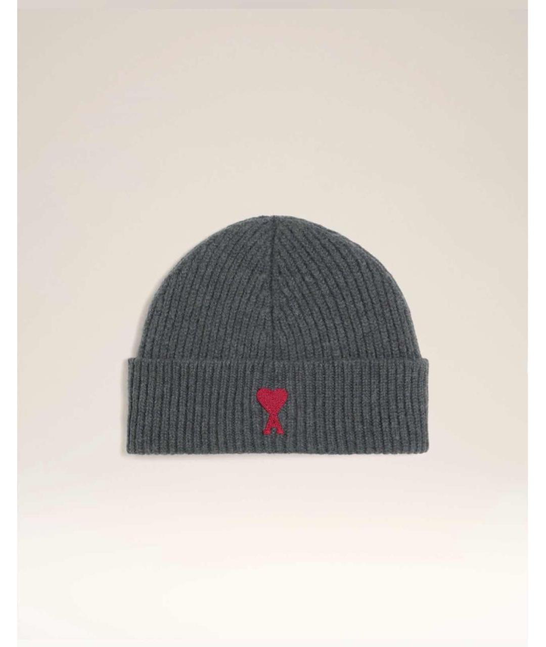 Ami Paris Серая шерстяная шапка, фото 9