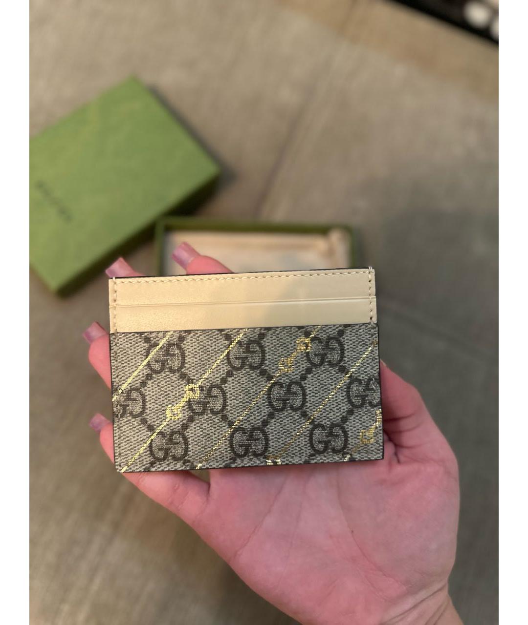 GUCCI Бежевый кожаный кардхолдер, фото 5