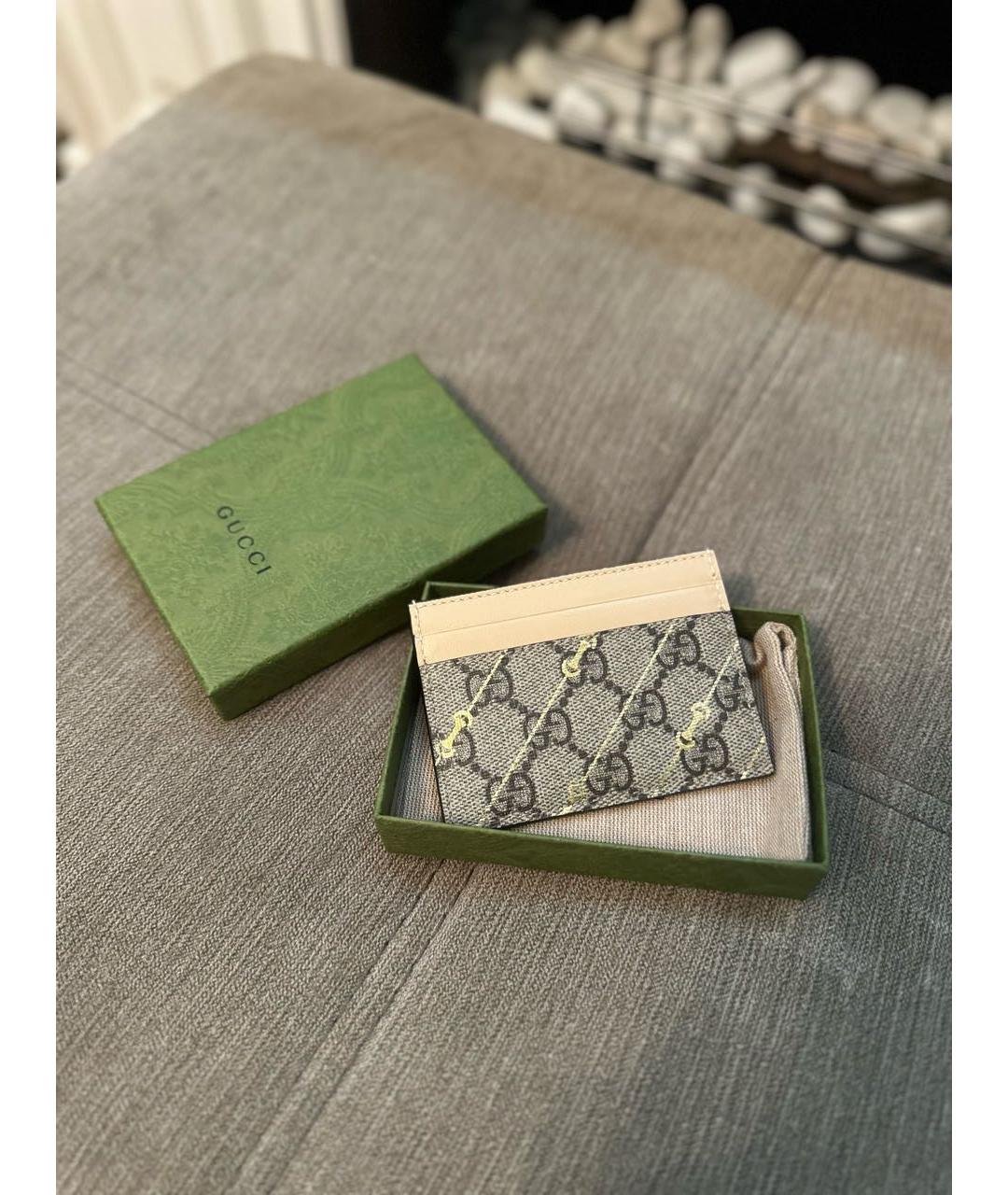 GUCCI Бежевый кожаный кардхолдер, фото 3