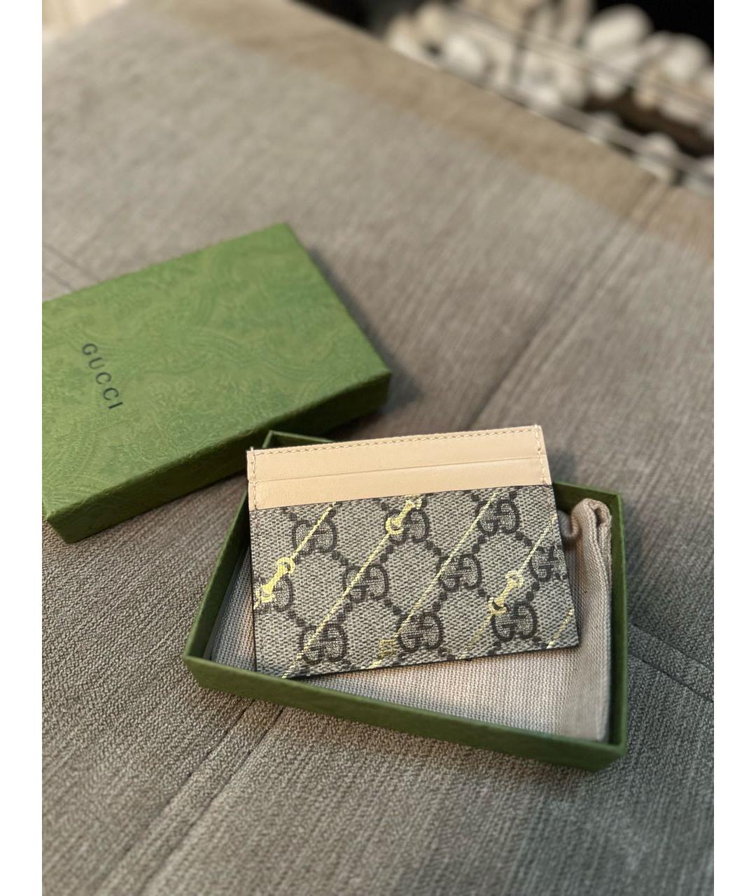 GUCCI Бежевый кожаный кардхолдер, фото 2