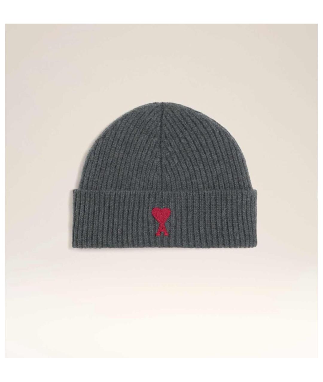 Ami Paris Серая шерстяная шапка, фото 9
