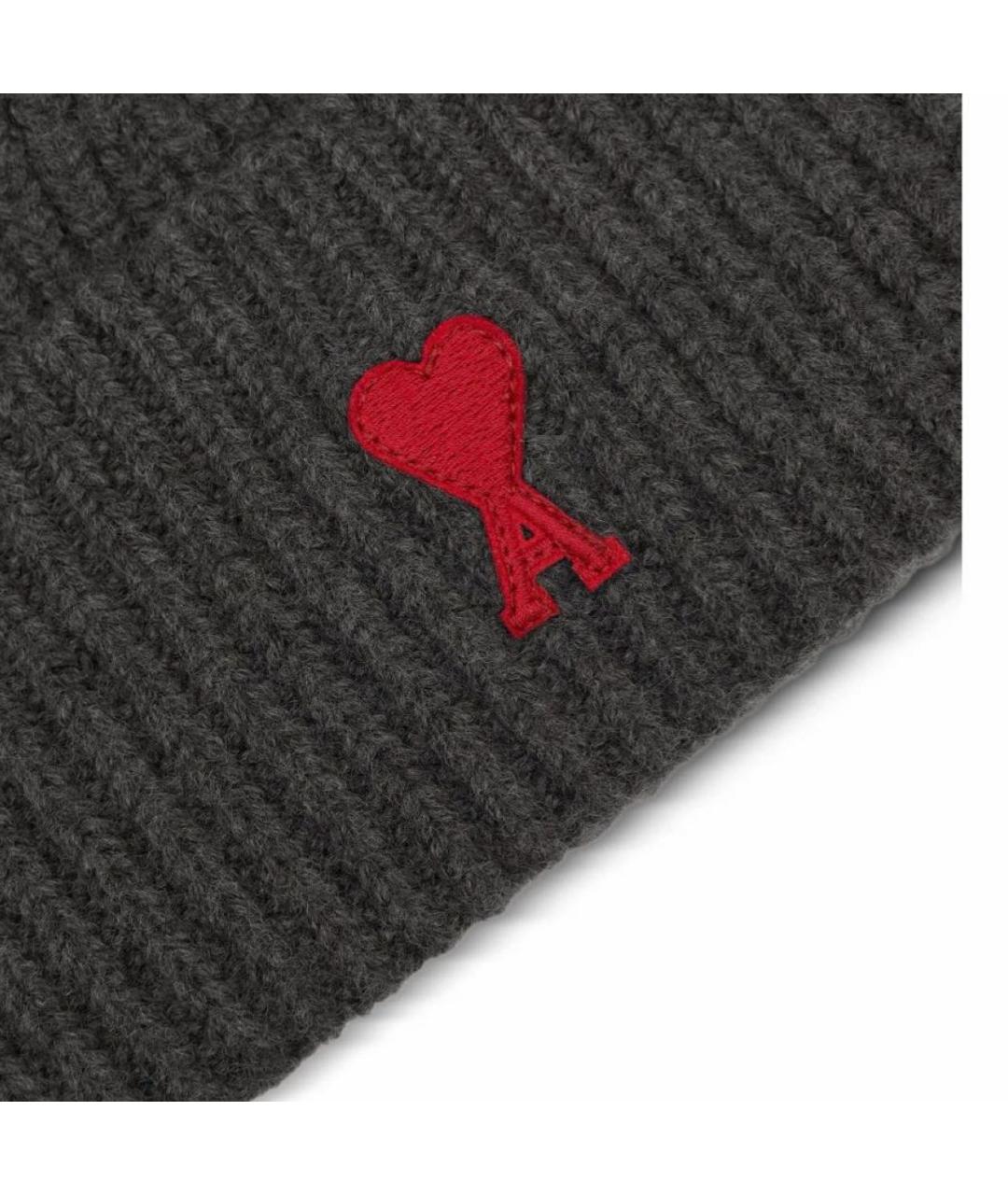Ami Paris Серая шерстяная шапка, фото 8