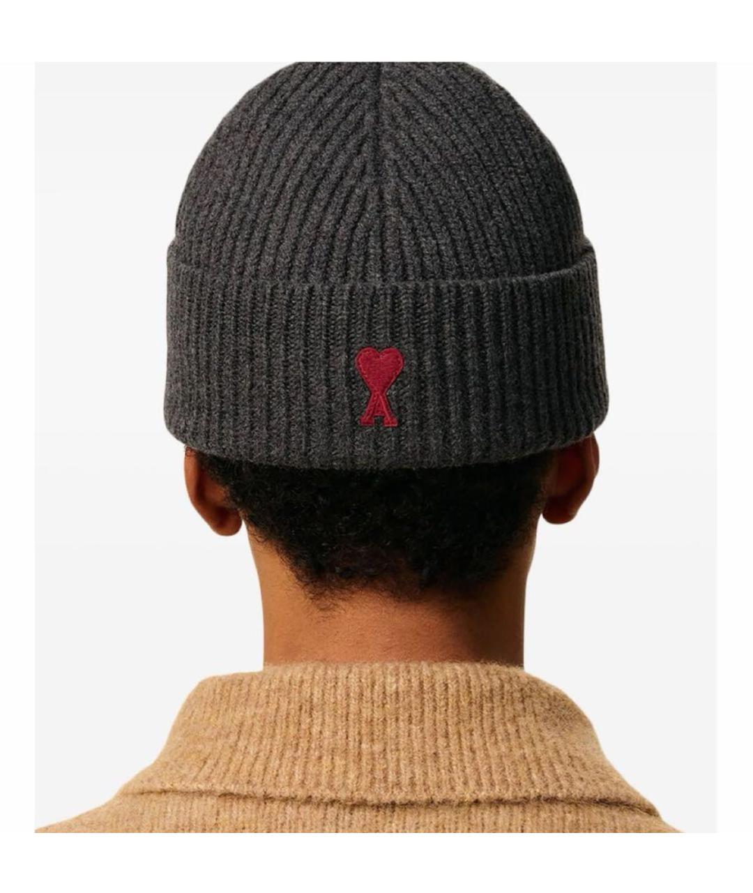 Ami Paris Серая шерстяная шапка, фото 7