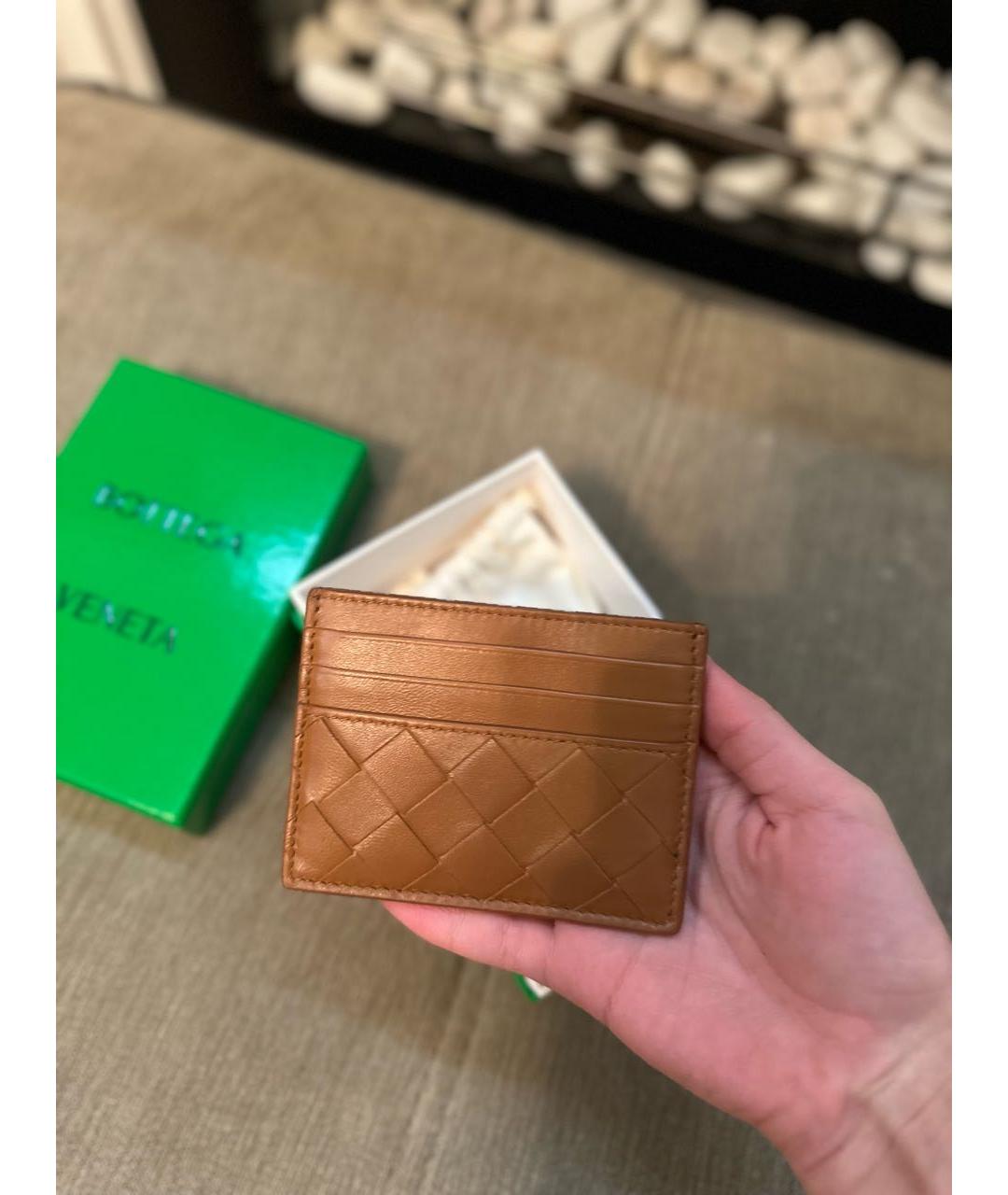 BOTTEGA VENETA Коричневый кожаный кардхолдер, фото 4