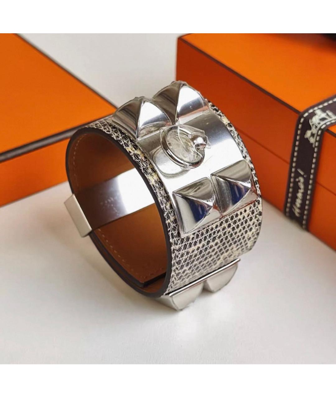 HERMES Серый браслет из экзотической кожи, фото 2